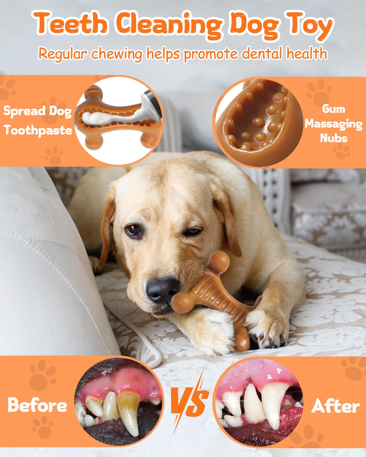 Krauzpet Dog Toys For Aggressive Chewers Large Medium Breed, Interactive Treat Dispensing Chew Toy, Indestructible Tough Nylon T