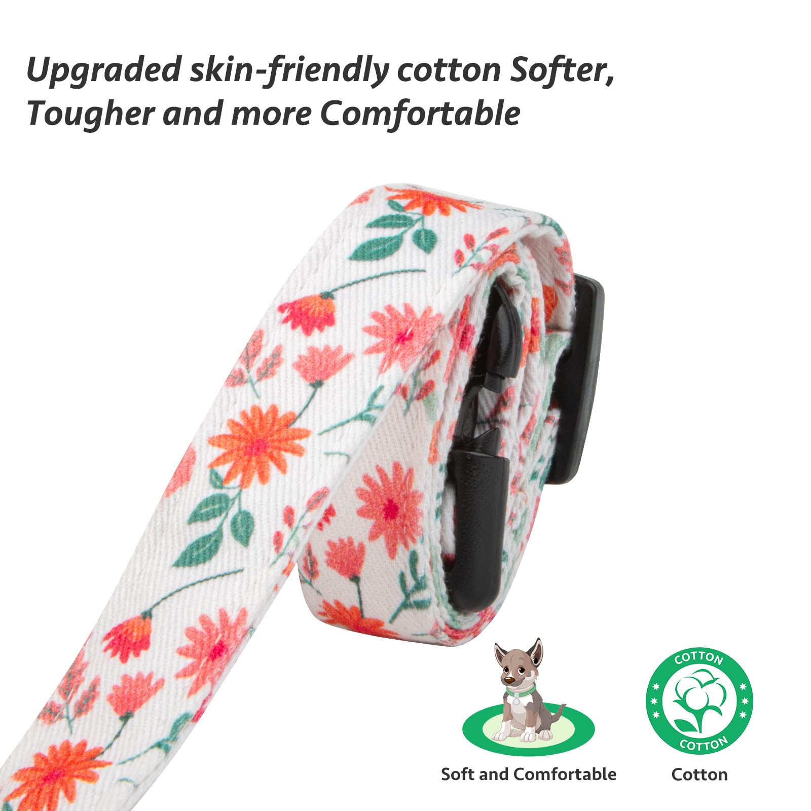 Cotton Handmade Dog Collar Cute And Distinctive Patterns Red And White Flower With Pendant For Girl Boy Dogs Collars L