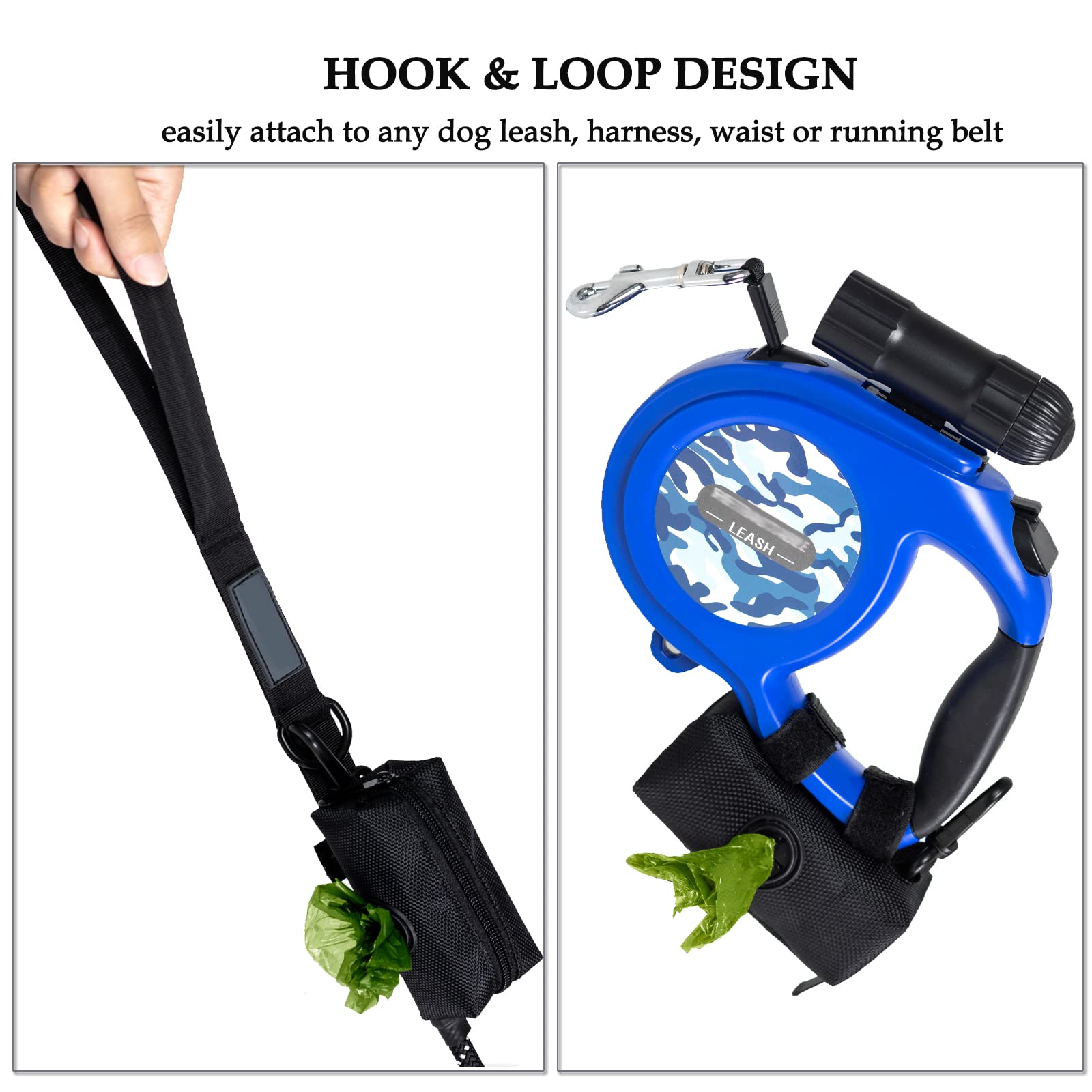 Dog Poop Bag Holder, Poop Bag Holders For Leashes, Cakovano Pet Dog Waste Bag Dispenser Leash Attachment - Fits Any Dog Leash -