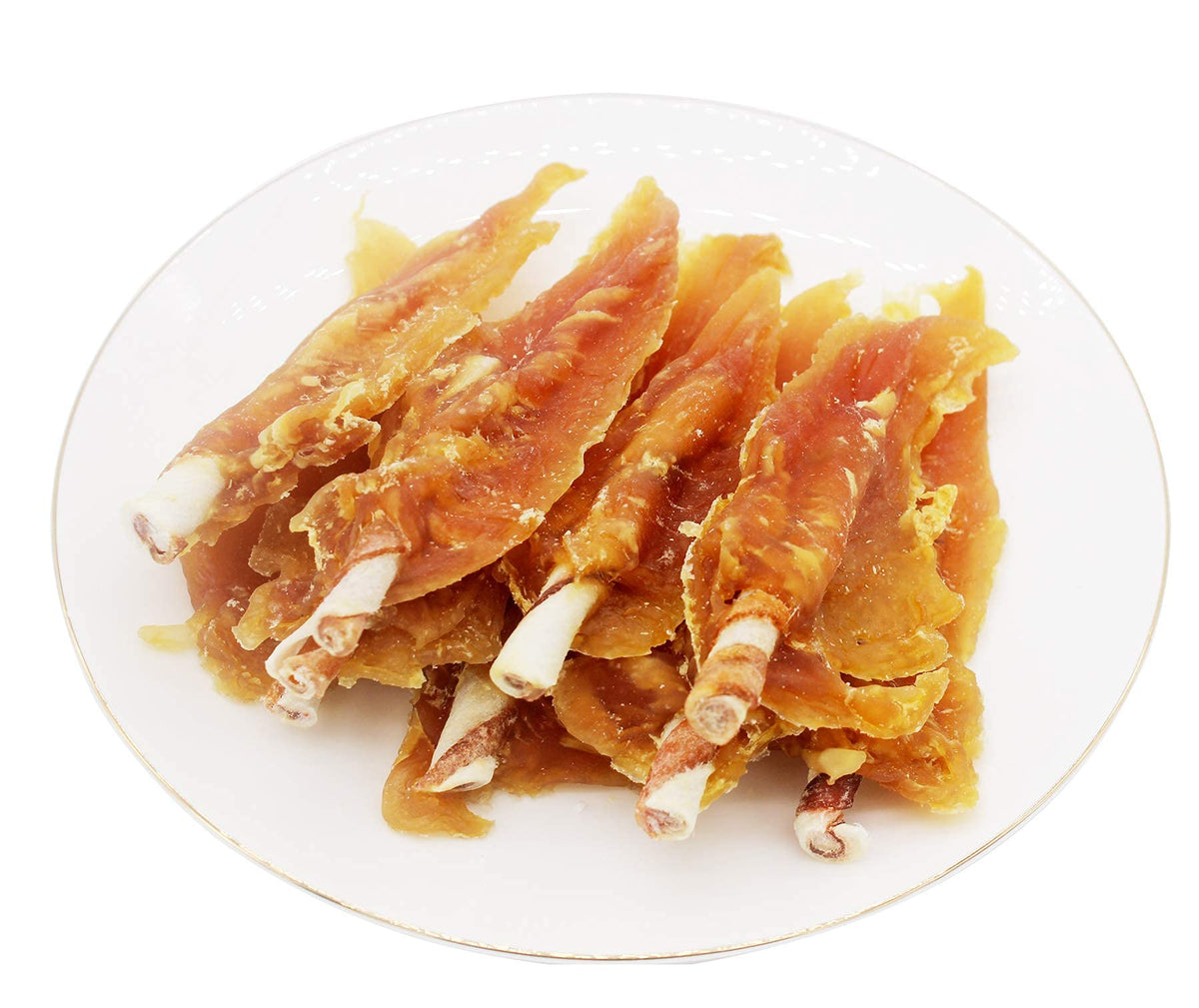 Pawant Chicken Jerky With Twist Rawhide Sticks Puppy Training Snacks Dog Chews Treats 1Lb/454G