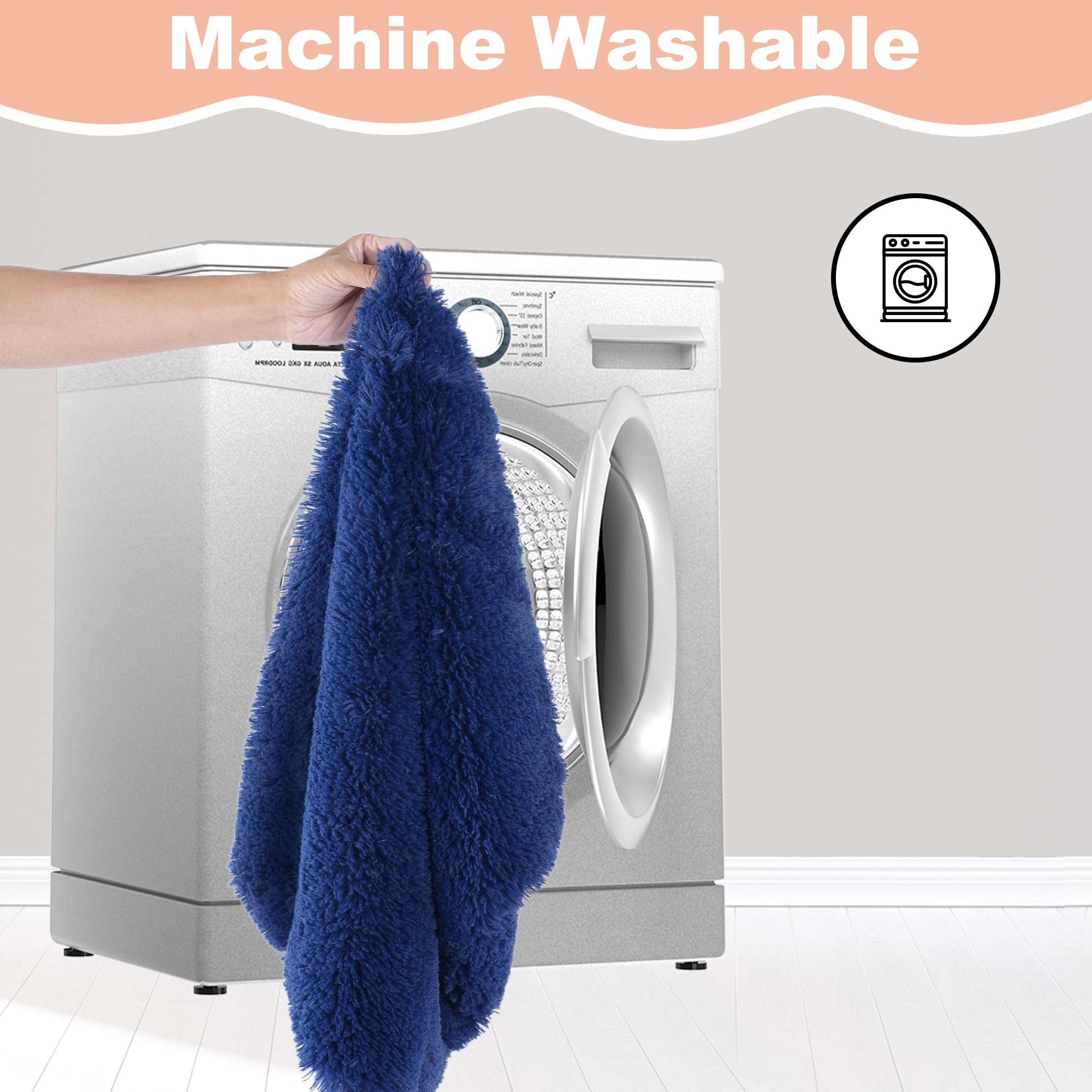 Bedfolks Plush Dog Crate Pad, Washable Dog Kennel Bed 41''X27'', Faux Fur, Waterproof, Extra Large, Dark Blue