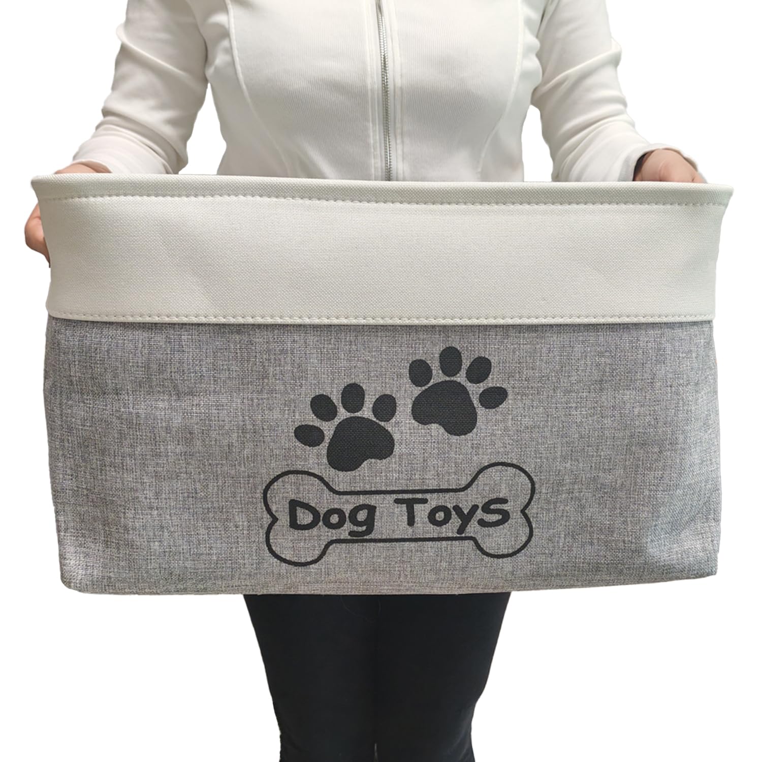 CPAKOWLGOO Large Dog Toy Basket Collapsible Dog Toy Box Shape Keeping Rectangle Dog Toy Bin for Pet Toys,Accessories