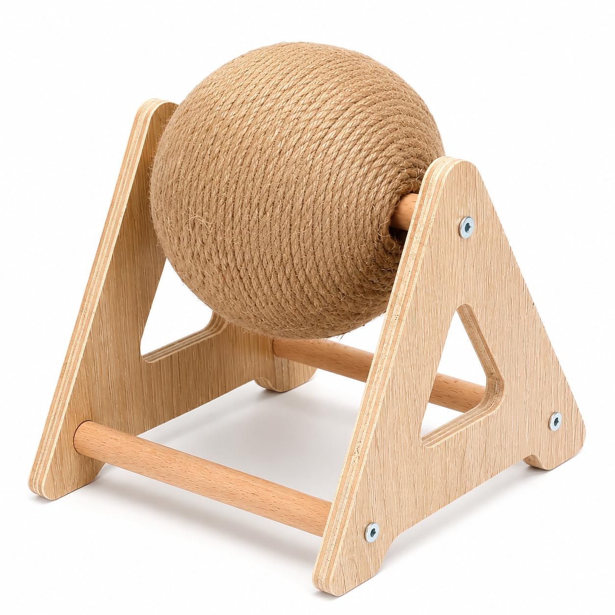 Petvogue Cat Scratching Ball With Solid Wooden Stand | Natural Sisal Rope Scratch Toy For Indoor Cats & Kittens | Interactive Ro