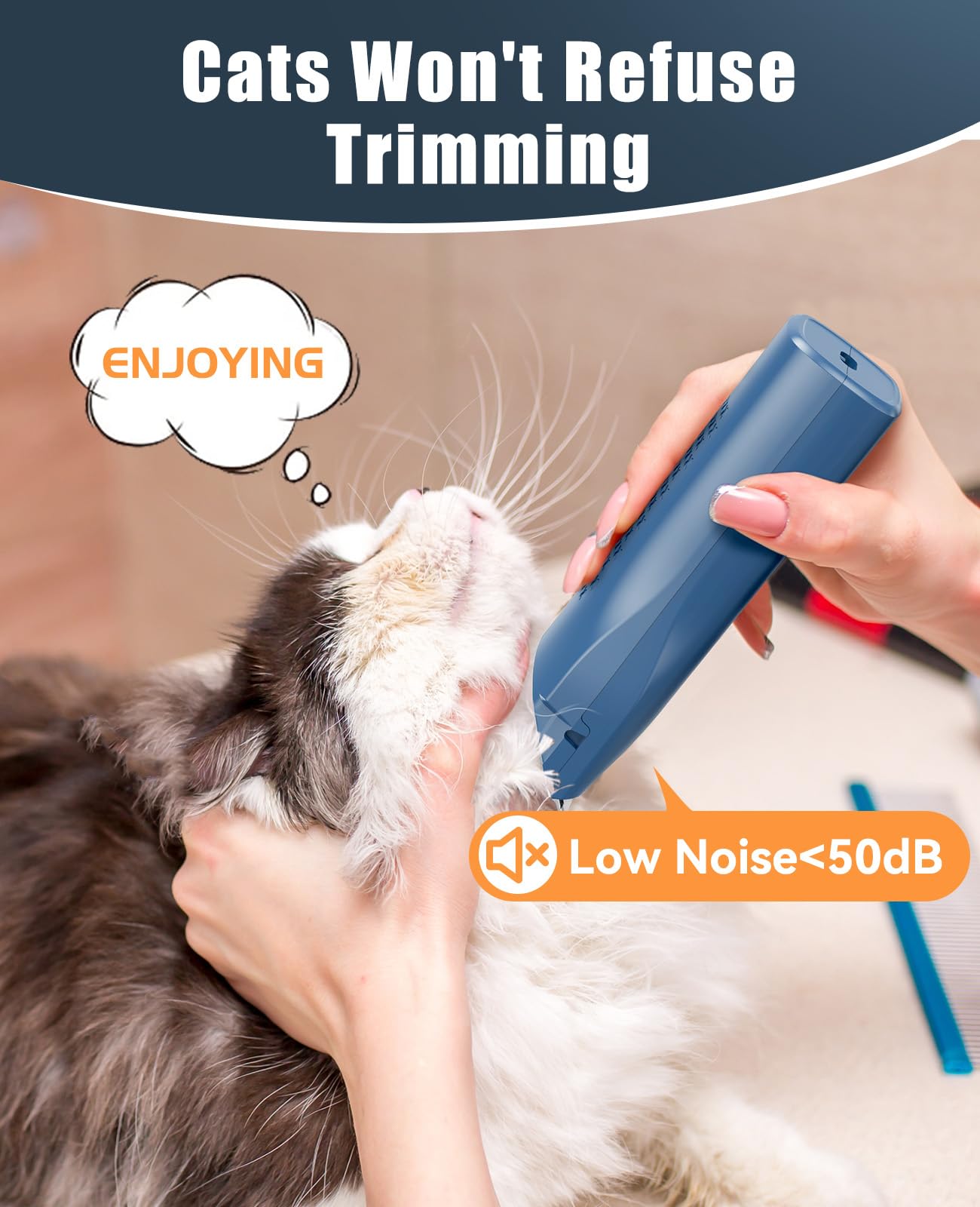 oneisall Pet Clipper for Cat Matted Hair, Pet Shaver for Cats Quiet Pet Clippers Waterproof Cordless Cat Clippers for Matted Hai