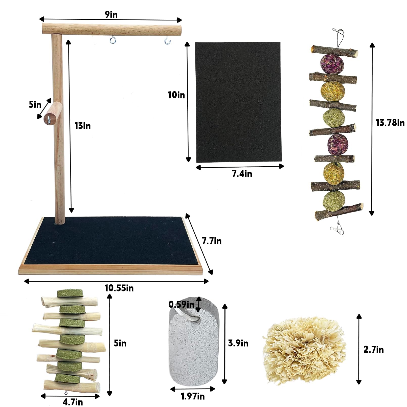 kathson Bunny Toys Rabbit Wooden Scratch Nail Scratch Board Hanging Chew Toys for Small Animals Guinea Pigs Hamster Chinchillas