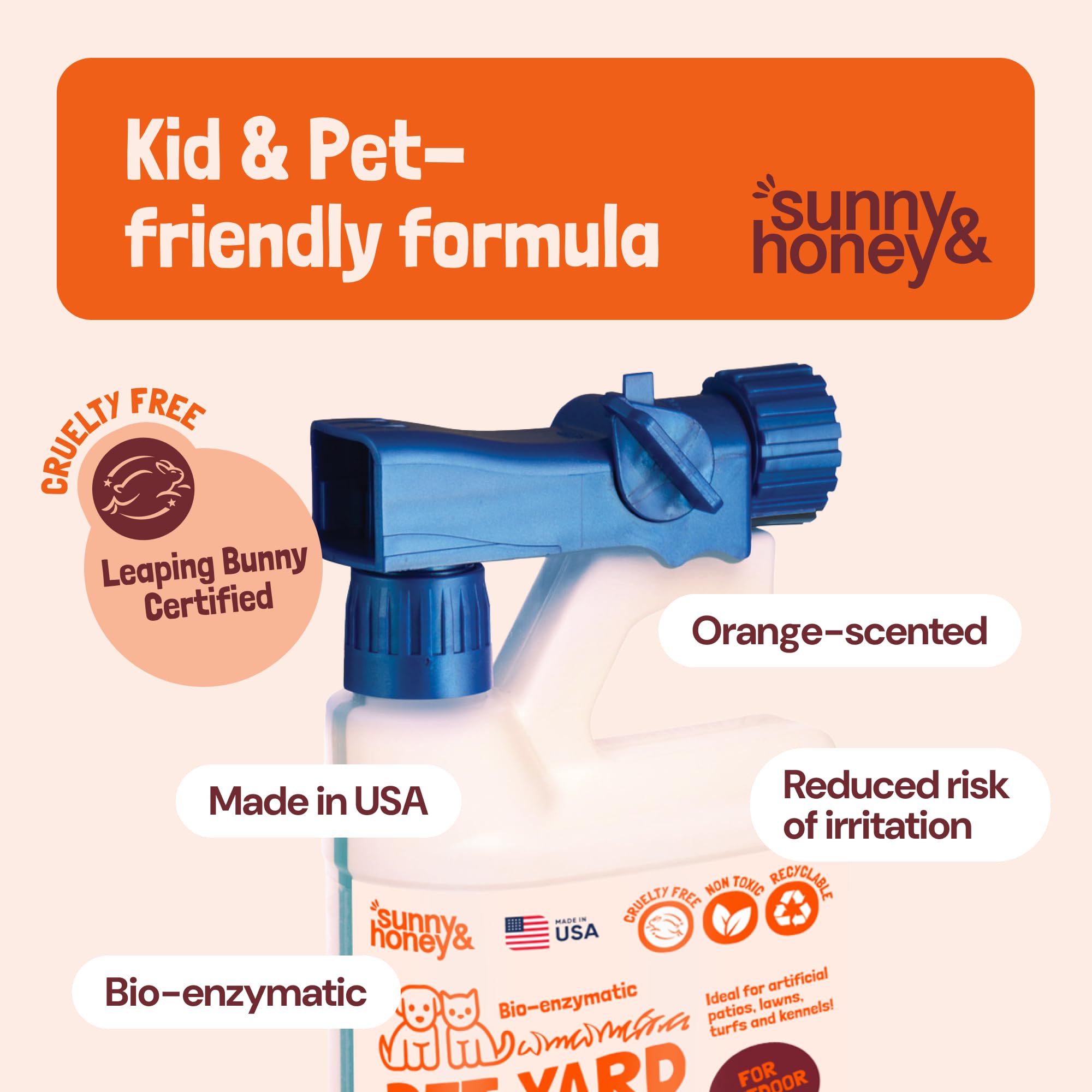 Sunny & Honey Turf Cleaner For Pet Urine Outdoor - Kid & Pet Safe - Artificial Grass Dog Urine Cleaner - Long Lasting Scent - Ar