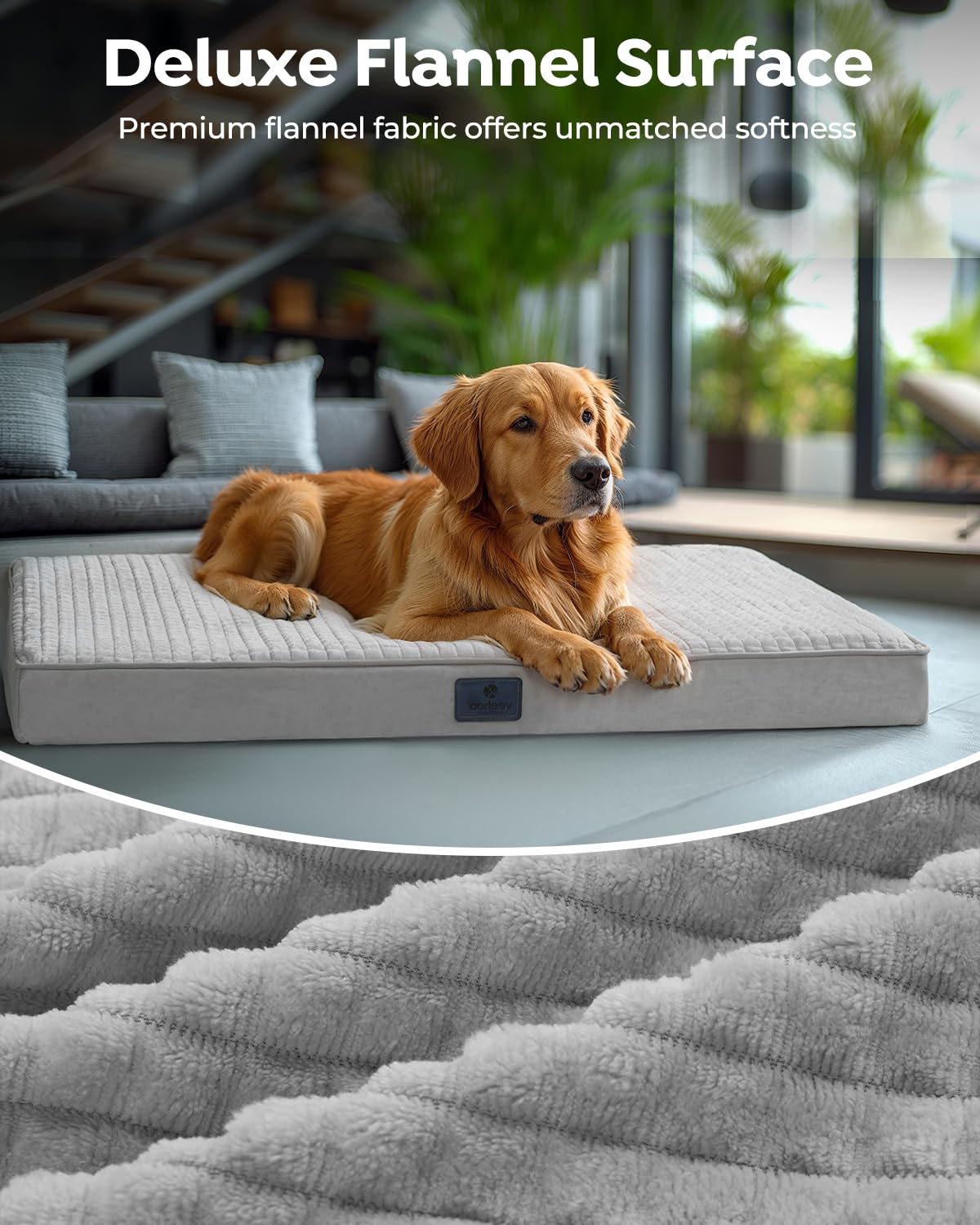 Veehoo Dog Beds Large Sized Dog-4'' Plush Flannel Large Dog Bed With Removable Washable Cover & Waterproof Inner Liner, Xl Ortho