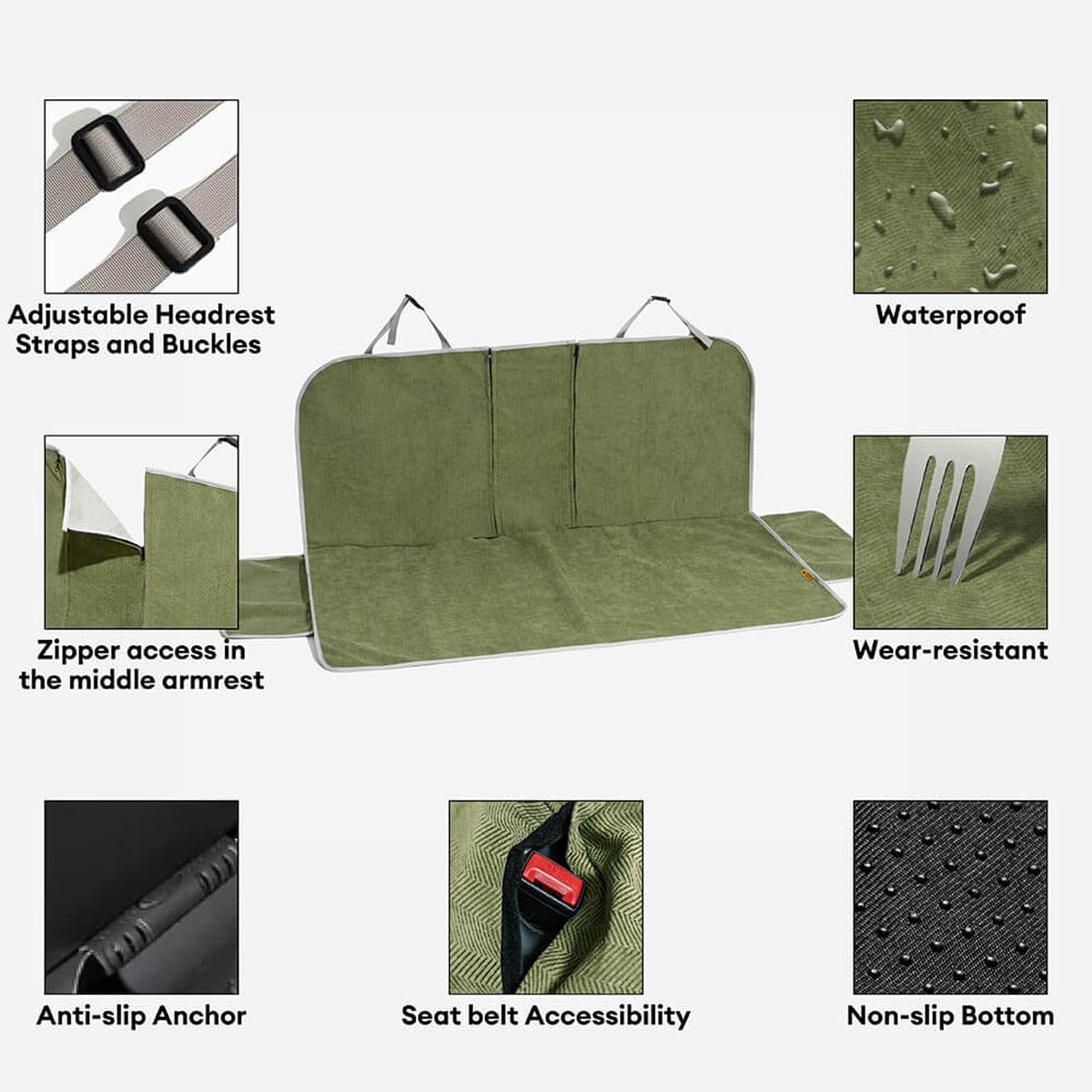 Funnyfuzzy Chenille Dog Car Seat Cover For Pets, Waterproof Car Seat Protector With Nonslip Bottom, Scratchproof Soft Dog Seat C