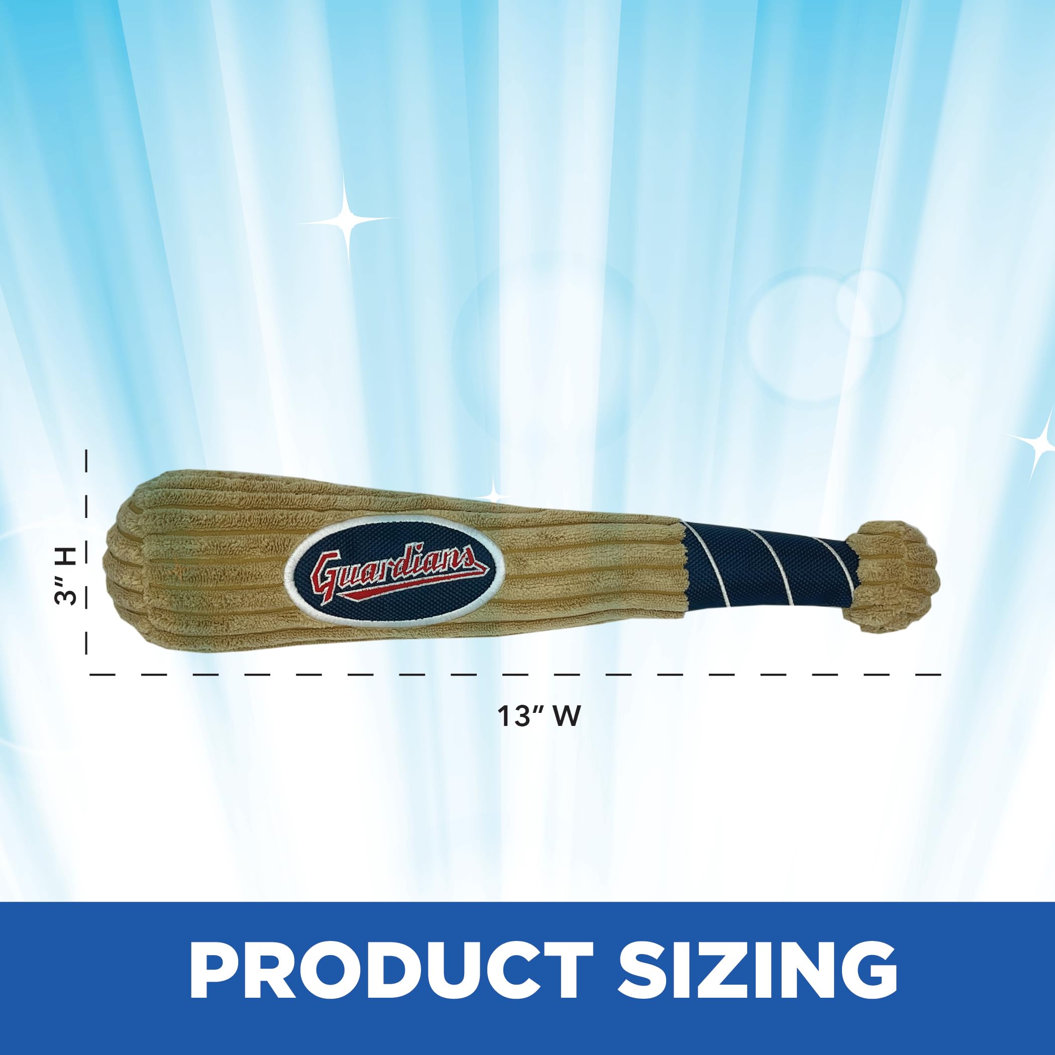 Mlb Cleveland Guardians Baseball Bat Toy For Dogs & Cats. Soft Corduroy Plush Dog Toy With Inner Squeaker, Mlb Chew Toys For Dog