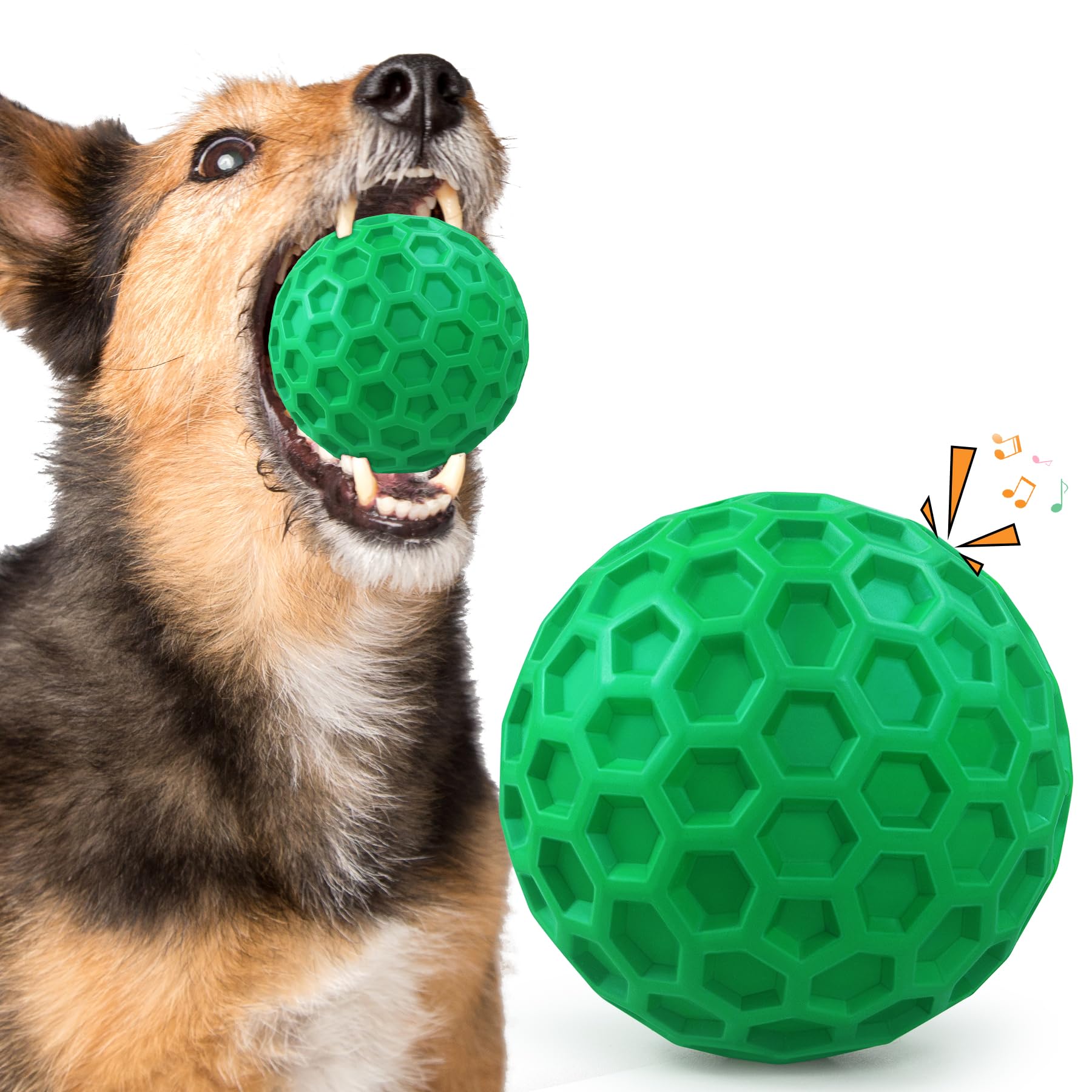 Zrifaqesw Tough Dog Chew Toys For Aggressive Chewers, Indestructible Dog Balls For Aggressive Chewers, Squeaky Balls For Dogs, S