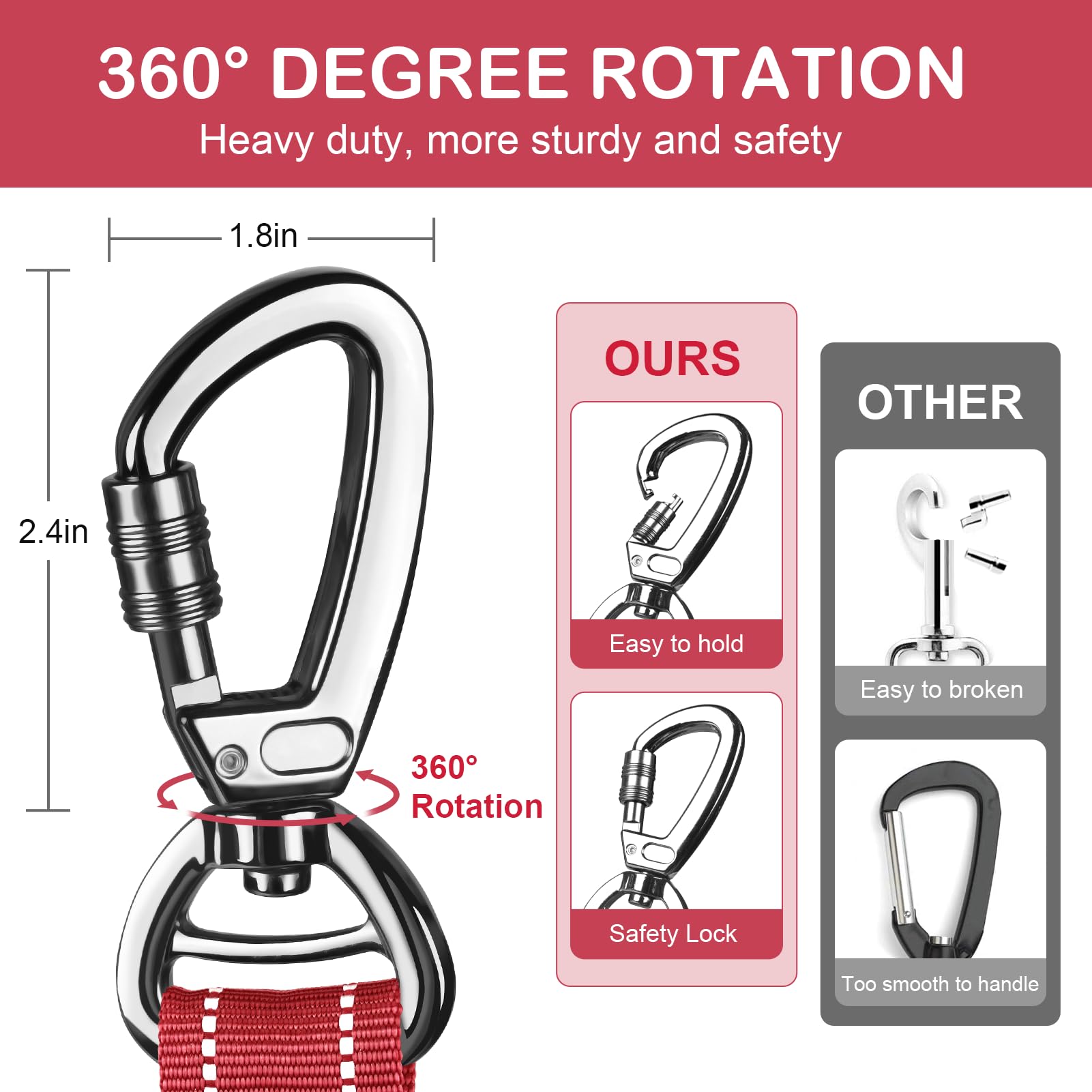 Tactical Dog Leash Heavy Duty, 4-6FT Shock Absorbing Bungee Dog Leash, Reflective Military Strong No Pull Dog Leash with 2 Padde