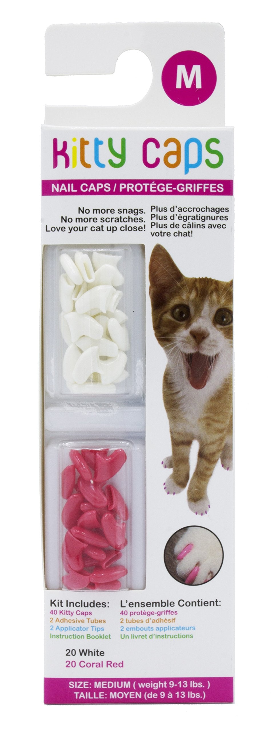 Kitty Caps Nail Caps for Cats Safe, Stylish & Humane Alternative to Declawing Covers Cat Claws, Stops Snags and Scratches, Mediu