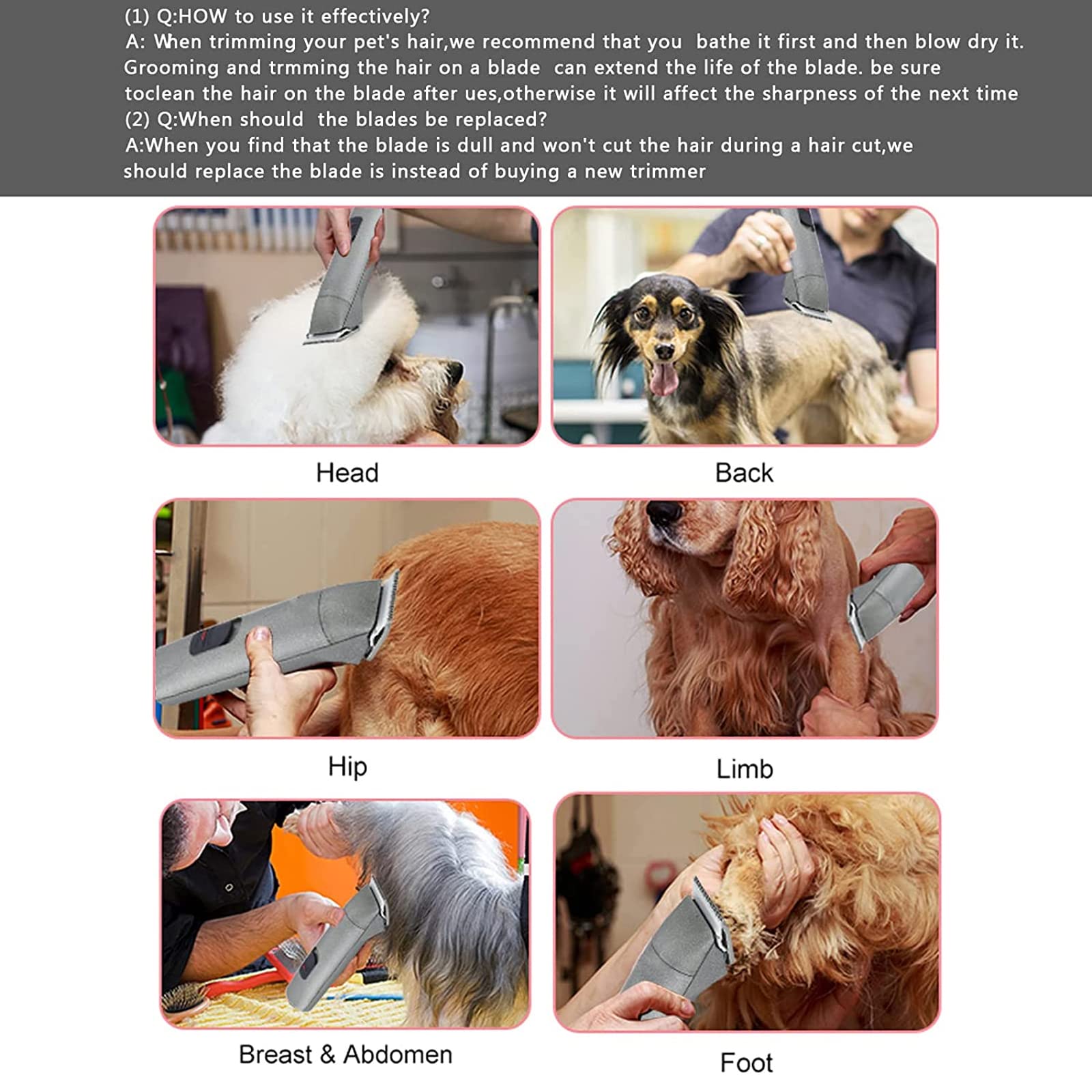 2Pc 4Fc Blade Detachable Pet Clipper Replacement Blades Compatible With Andis Pet Clipper/Oster A5/Wahl Km Series Dog Clipper,Ceramic Blade & Stainless Steel Blade