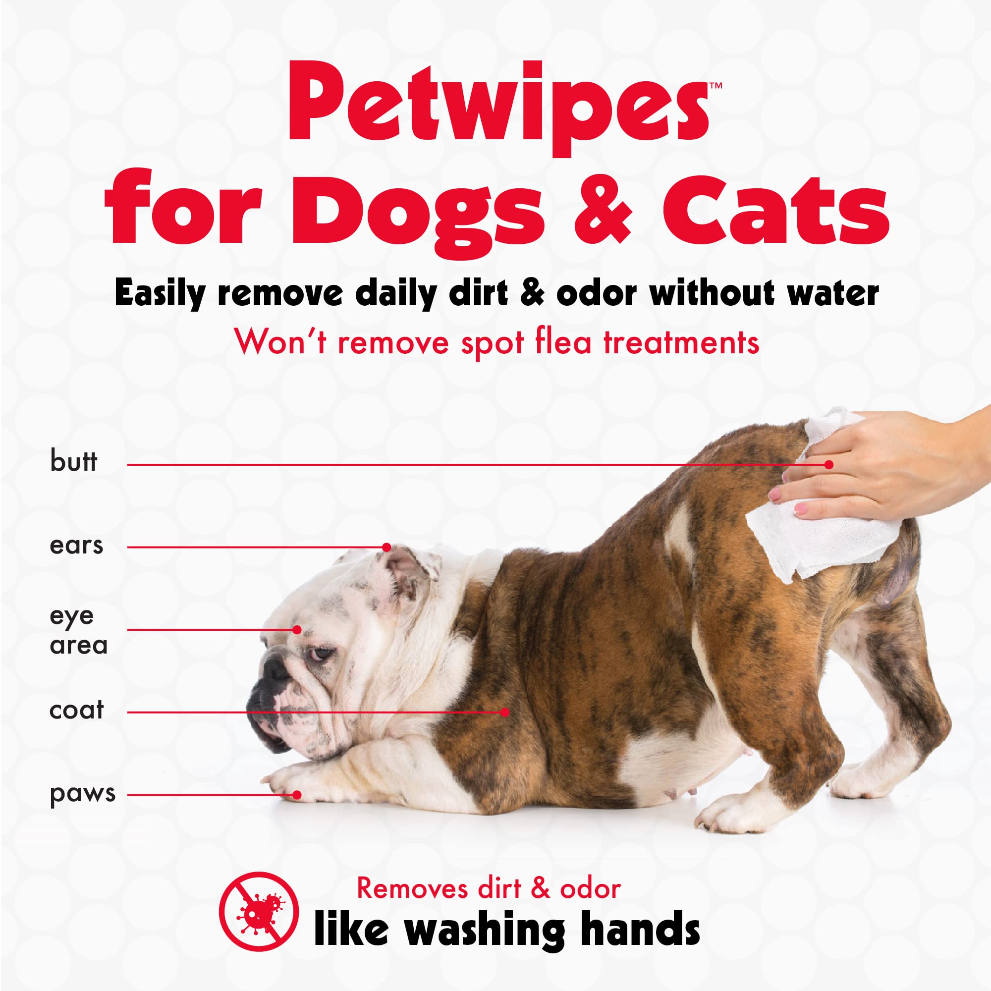 Petkin Pet Wipes For Dogs And Cats, 400 Large Wipes - Removes Dirt & Odor Like Washing Hands - Cleans Ears, Face, Butt, Eye Area