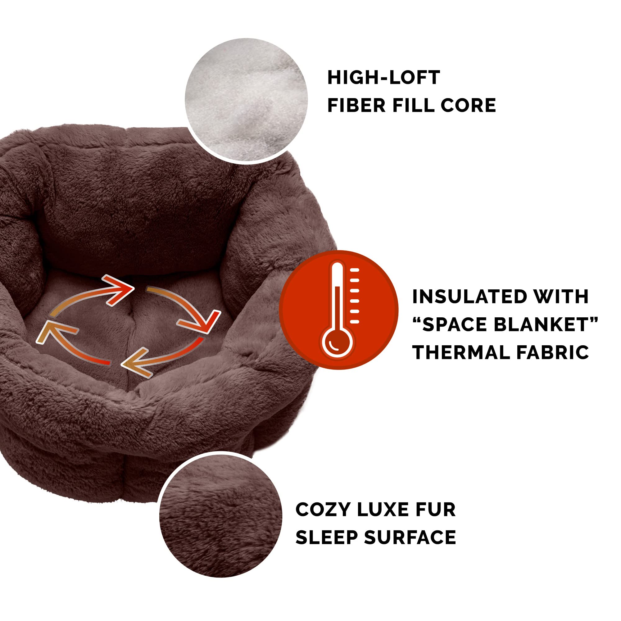 Furhaven 20' Round Self-Warming Pet Bed For Indoor Cats & Small Dogs, 100% Washable, For Pets Up To 20 Lbs - Hi Lo Plush Luxe Faux Fur Cuddler - Sable Brown, Small
