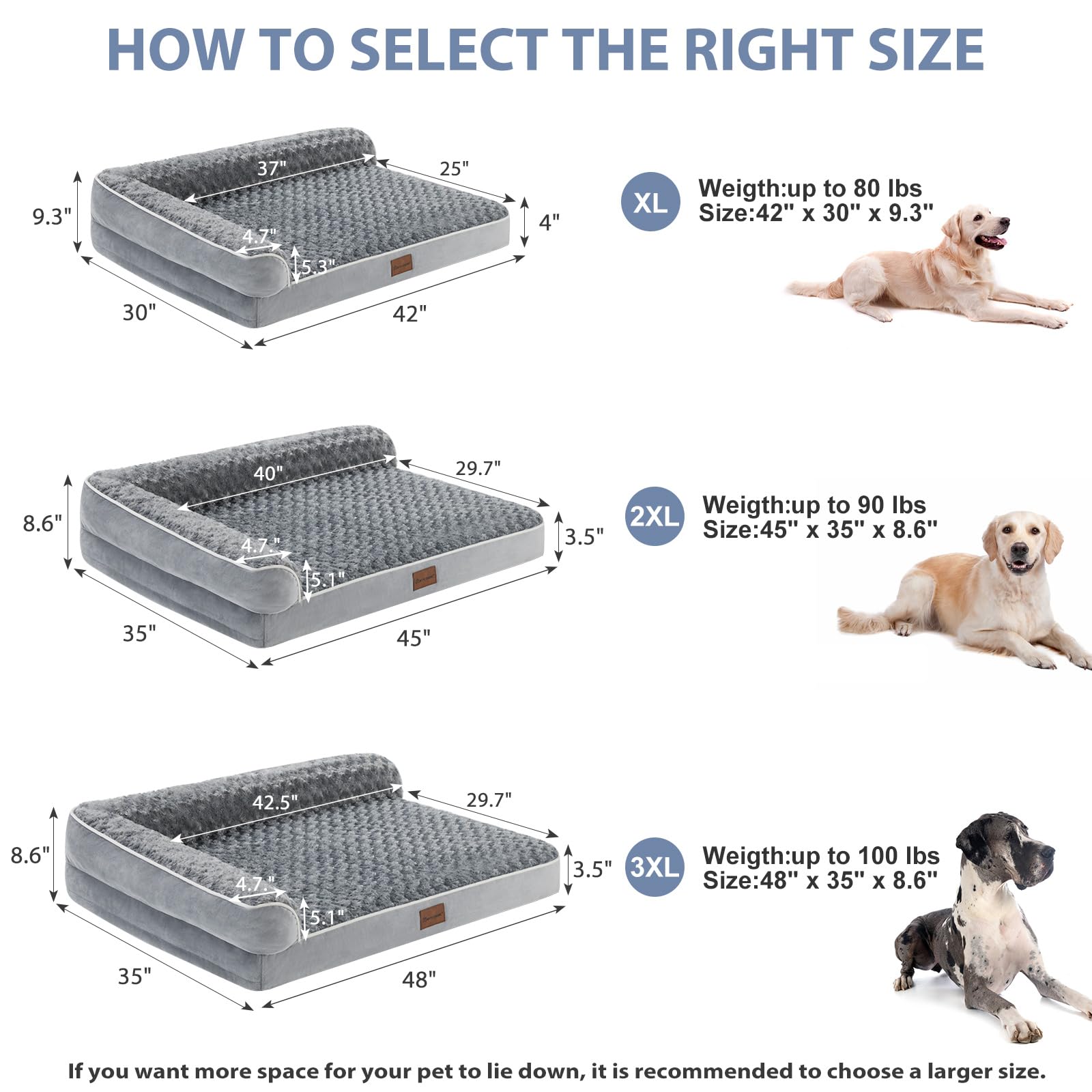 Bfpethome Orthopedic Dog Beds For Extra Large Dogs, Waterproof Sofa Xxl Pet Bed With Sides, Non-Slip Bottom And Egg-Crate Foam B