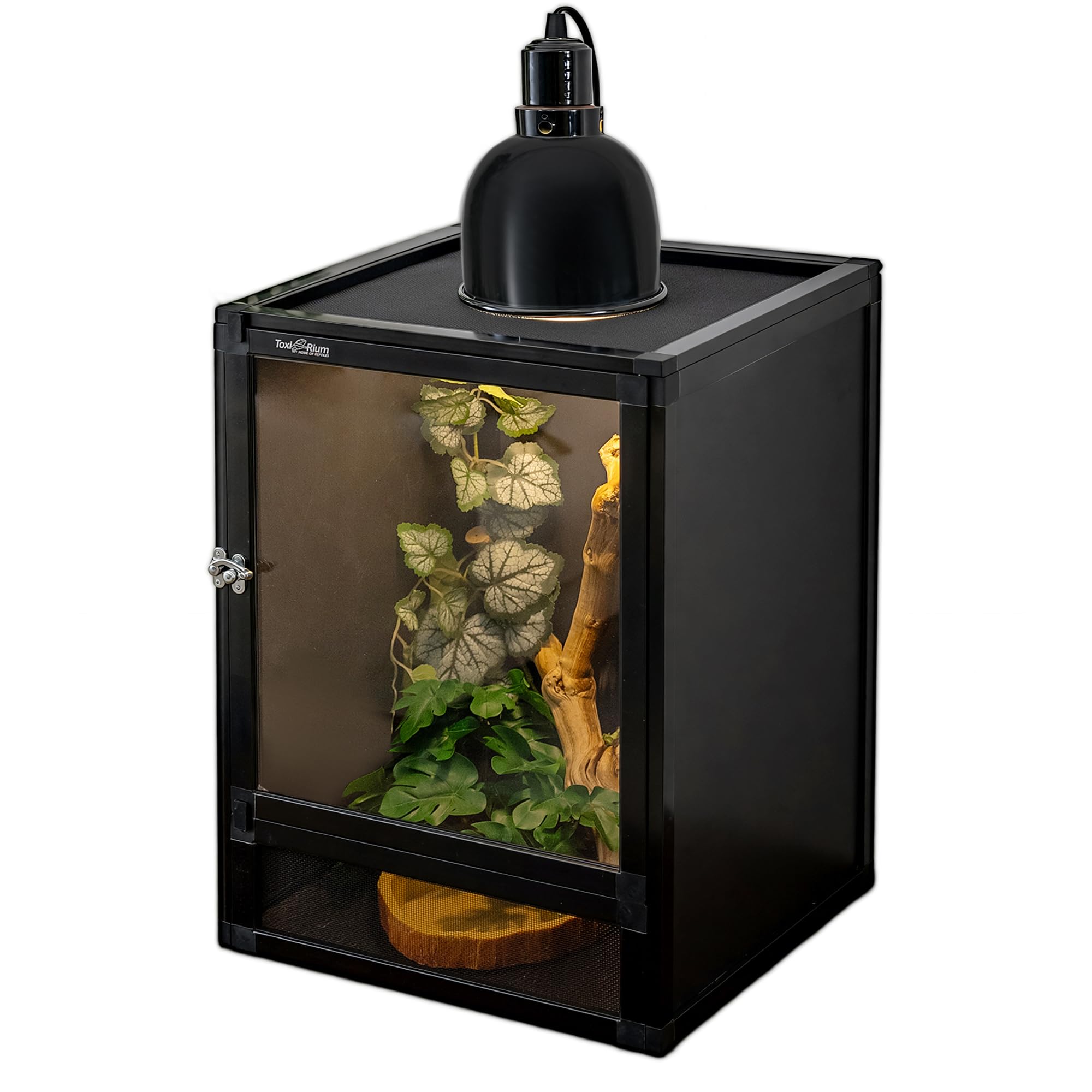 Toxirium 12x12x18 Reptile Terrarium, Hybrid Cage PVC Habitat Enclosure with Screen & Acrylic Doors, Ventilated Tank for Gecko,Ch