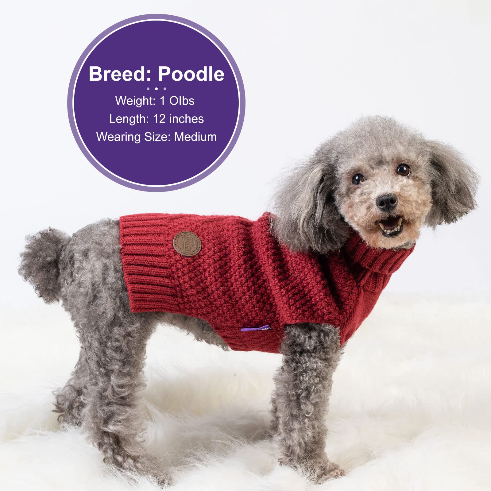 Cyeollo Small Dog Sweater With Leash Hole Warm Turtleneck Knitted Pet Dog Clothes Puppy Sweaters For Small Dogs