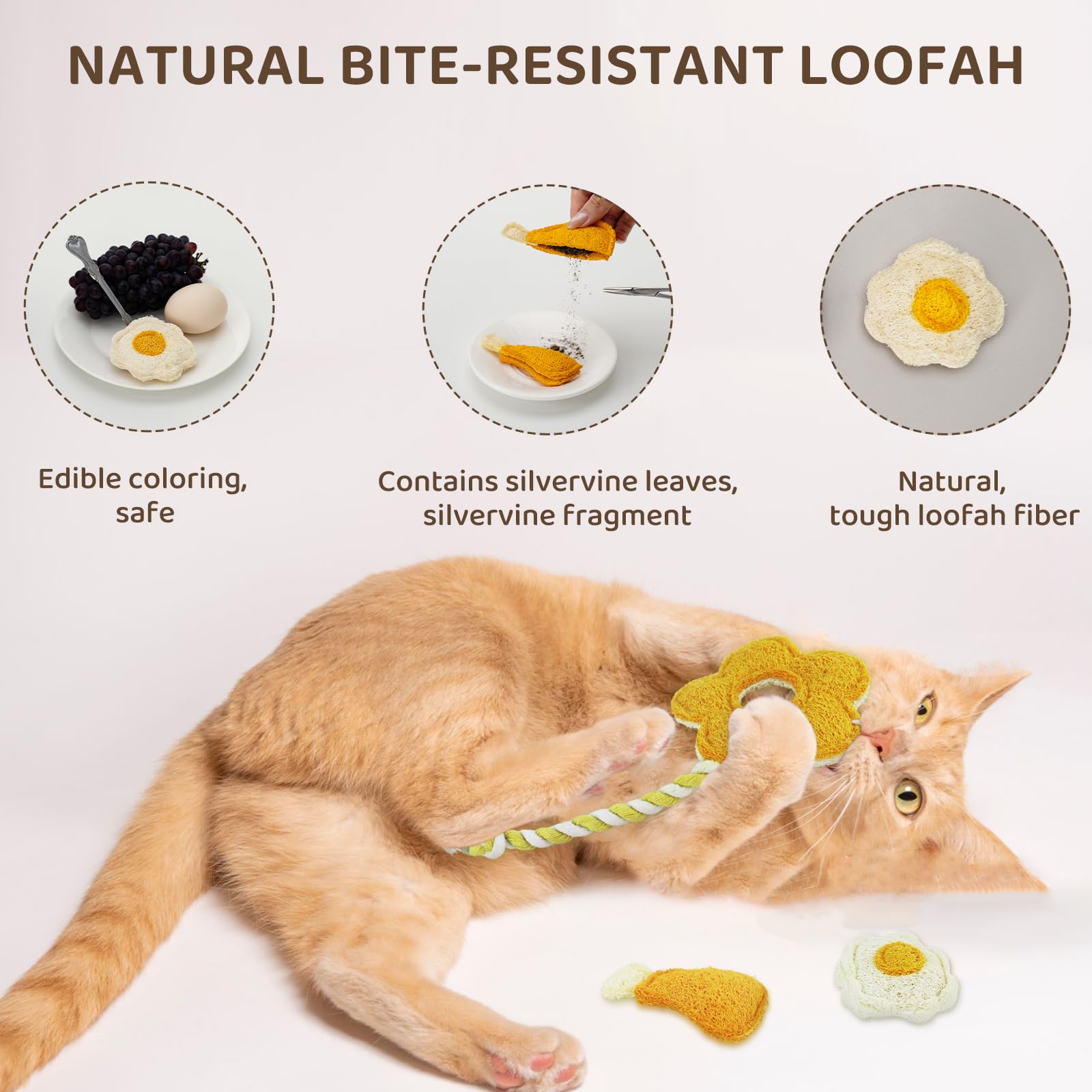 Bobopal Catnip For Cats,Interactive Silvervine Sticks For Cats, Loofah Chew Cat Toys For Indoor Cats & Kitten Teething Toys & Ca