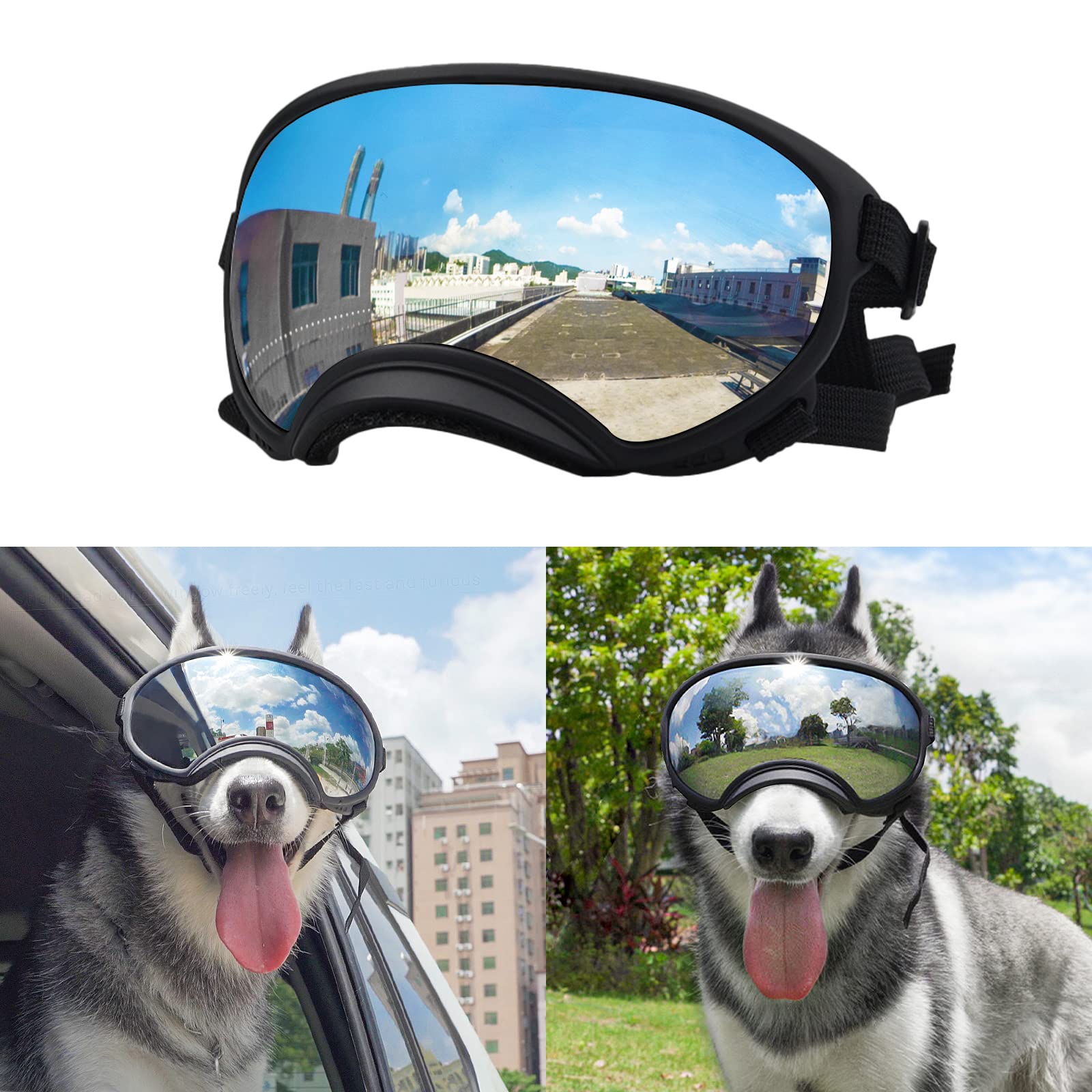 Large Dog Sunglasses, Dog Goggles Large Breed And Medium, Uv Protection, Windproof, Dustproof And Snowproof. Shatterproof Lens, 