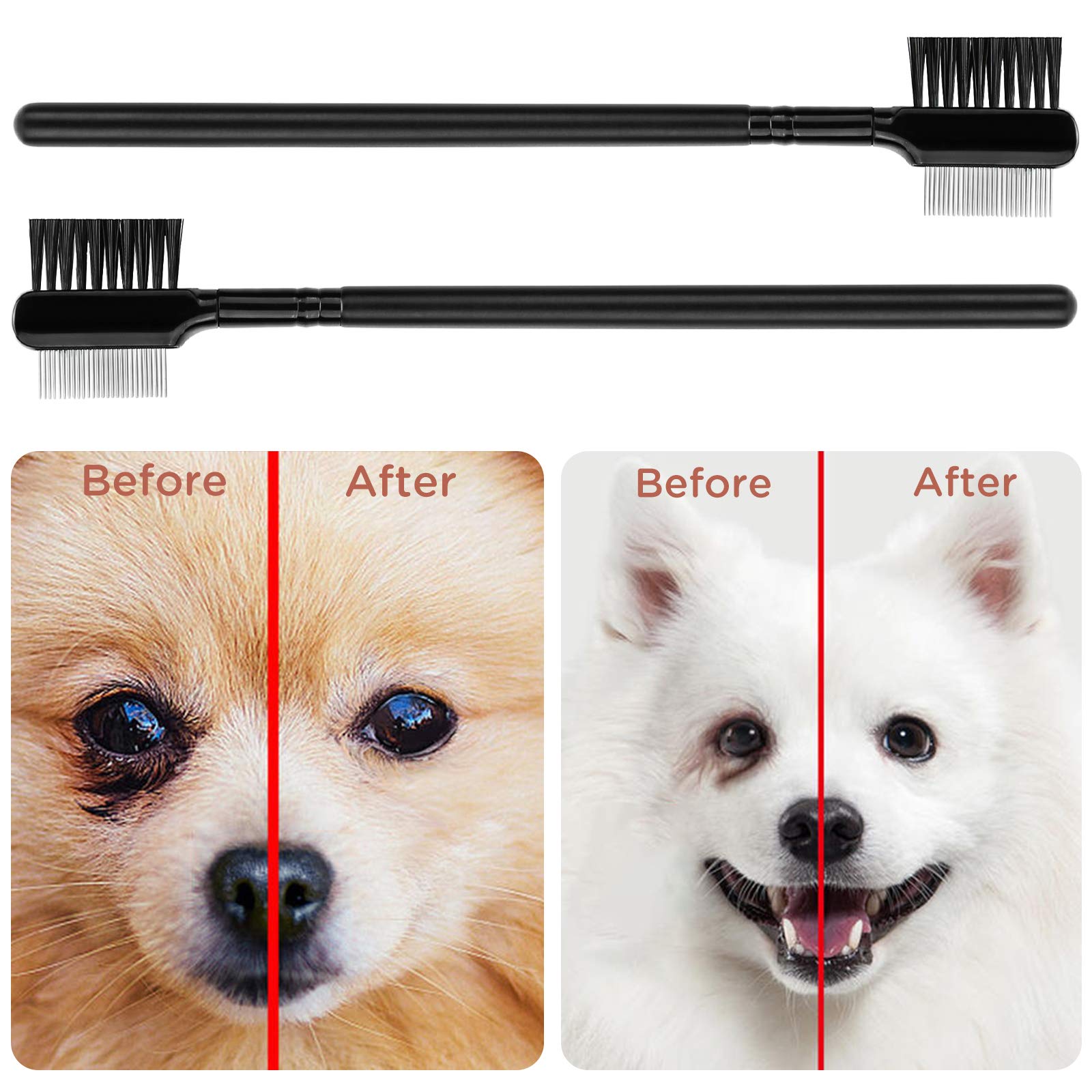 Luter 4 Pcs Tear Stain Remover Comb Dog Flea Comb Double-Sided Multifunctional Dog Eye Comb Brush Pets Grooming Comb For Dogs Cats Removing Crust And Mucus