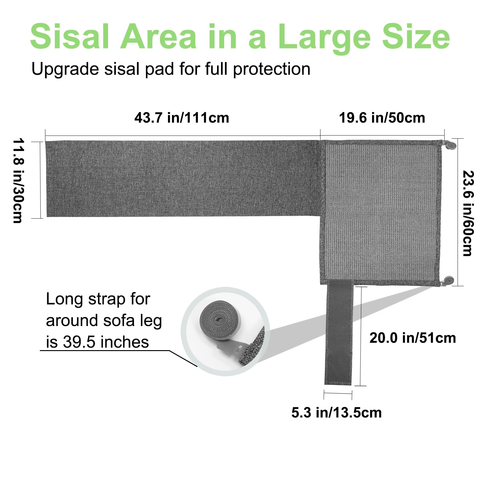 Cat Scratch Couch Protector,23.6L*19.6W Inch Scratching Furniture Protector Pad,Cat Scratch Sofa Arm Sheild With Grey Natural Si