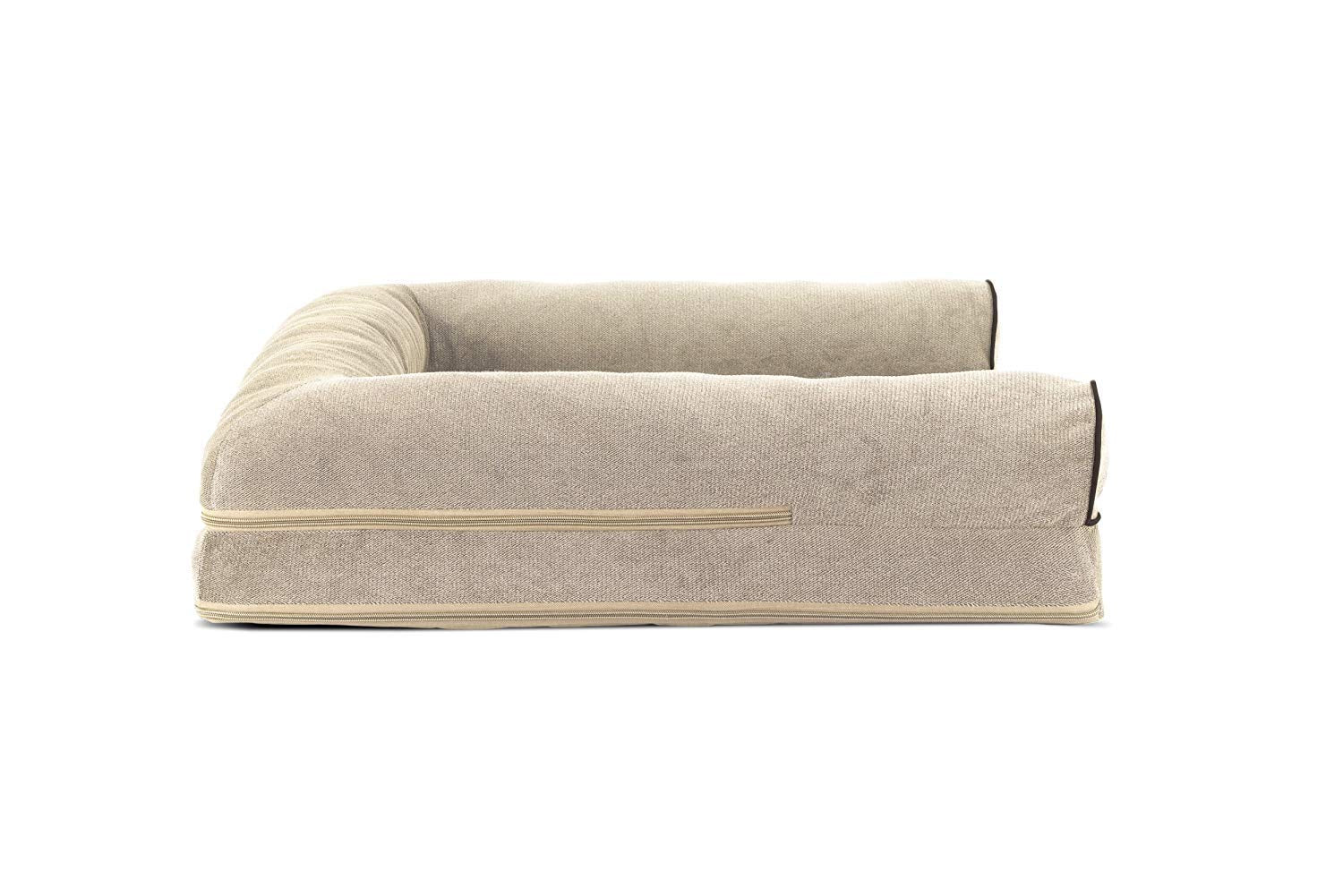 Furhaven Cooling Gel Dog Bed for Large/Medium Dogs w/ Removable Bolsters & Washable Cover, For Dogs Up to 55 lbs - Sherpa & Chen