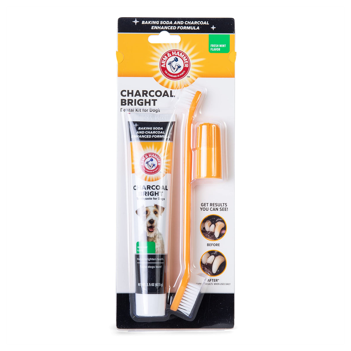 Arm & Hammer For Pets Dog Dental Care Fresh Breath Kit | Includes Arm & Hammer Baking Soda Dog Toothpaste And Dog Toothbrush | Dog Plaque Removal Kit, Mint