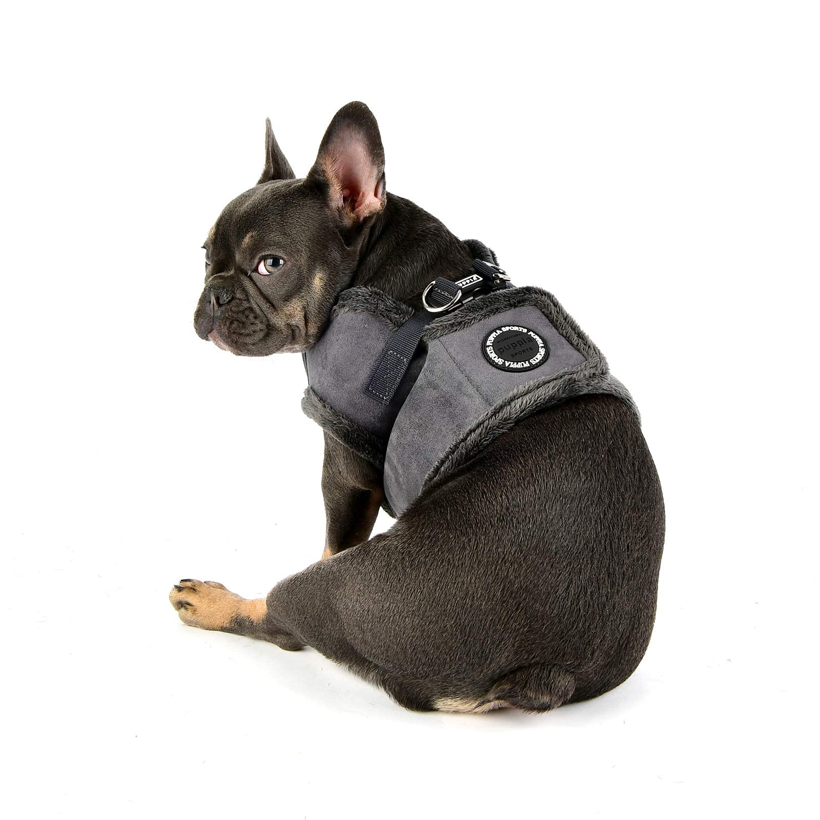 Puppia Terry Vest Dog Harness Step-In Winter Suede Warm No Choke No Pull Training Walking For Small And Medium Dog, Grey, X-Large