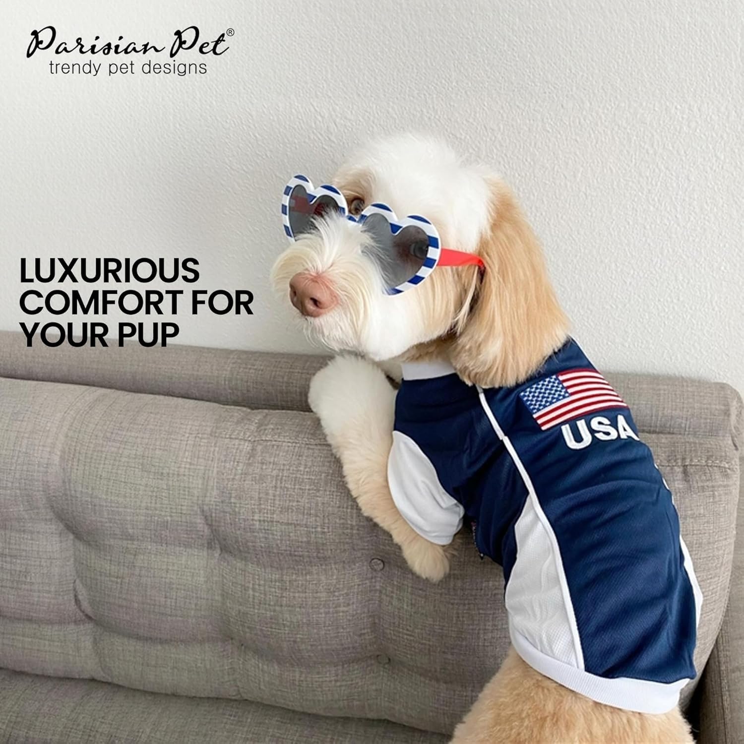 Parisian Pet Dog Jersey - Embroidered  Usa  Breathable Mesh Fabric - Basketball, Football, And Olympic Sportswear Pet Clothes -
