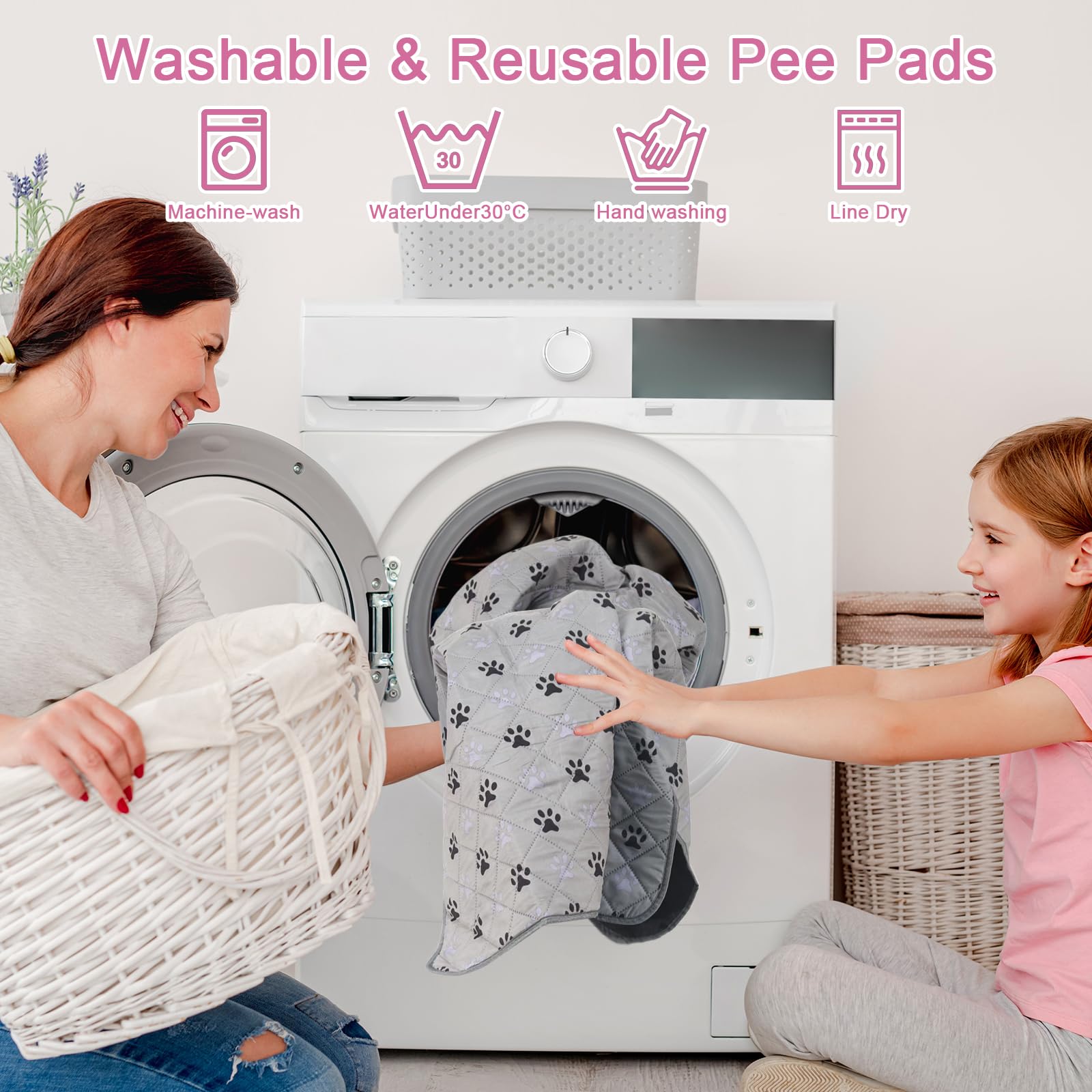 JERIA 2 Pack 36x 41 Waterproof Non Slip Wee Wee pad,Reusable Washable Pee Pads for Dogs,Absorbent and Leakproof Training Mats fo