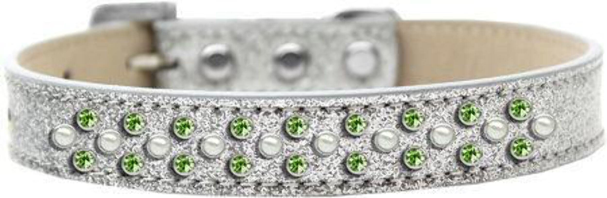 Mirage Pet Products Sprinkles Ice Cream Dog Collar with Pearl and Lime Green Crystals, Size 16, Pink