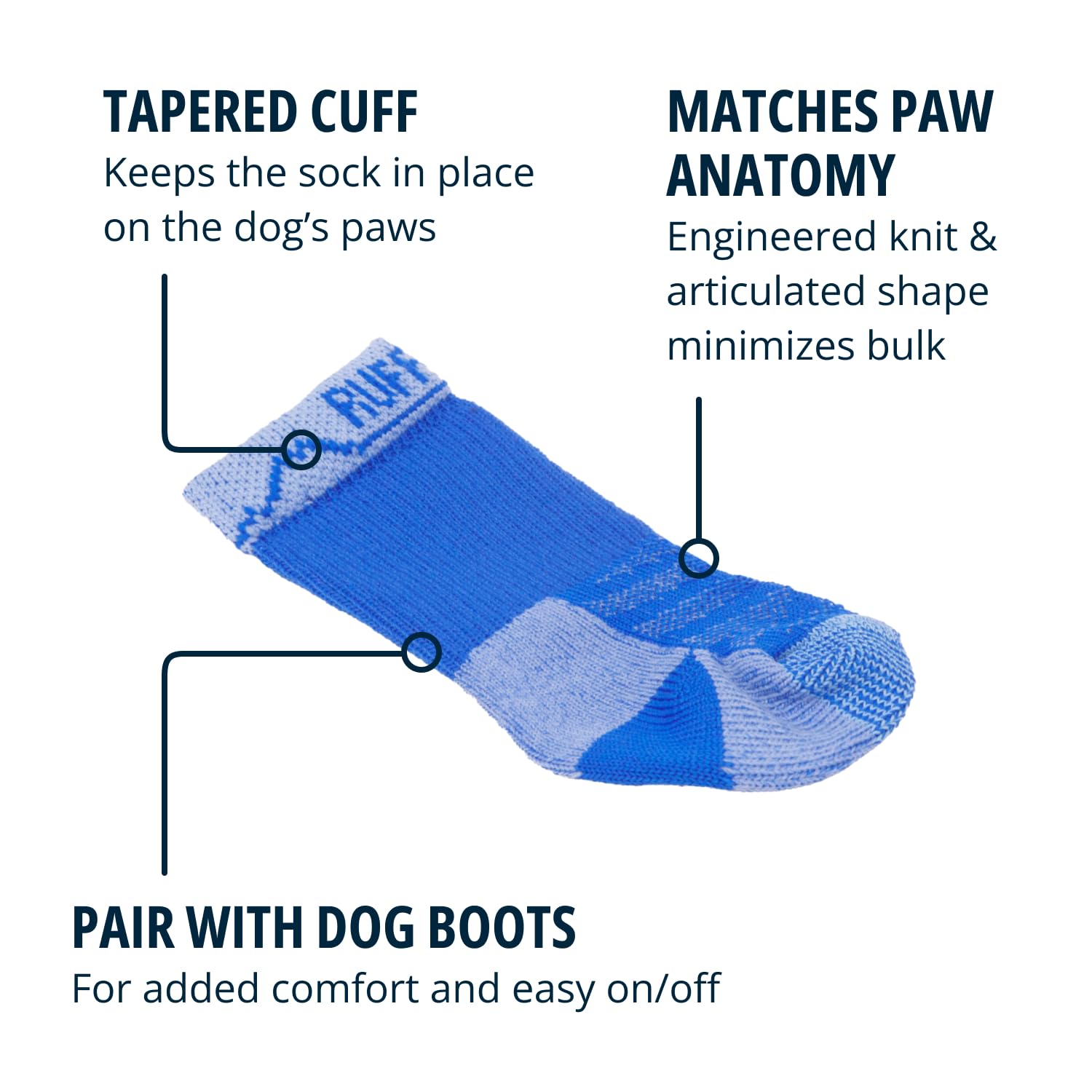 Ruffwear, Bark'N Boot Socks, Comfortable Dog Socks & Boot Liners, Blue Pool, 1.50 In/ 1.75 In