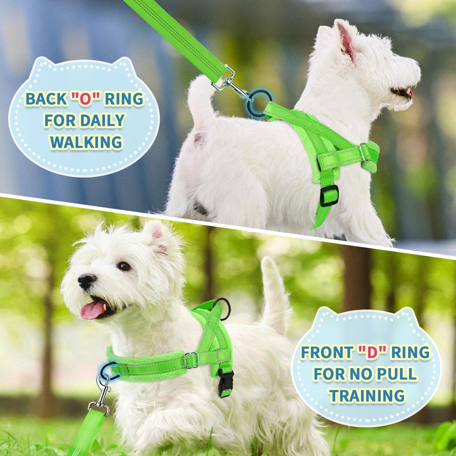 Slowton No Pull Small Dog Harness And Leash Set, Puppy Soft Vest Harness Neck & Chest Adjustable, Reflective Lightweight Harness & Anti-Twist Pet Lead Combo For Small Medium Dogs (G- Front Clip,S)