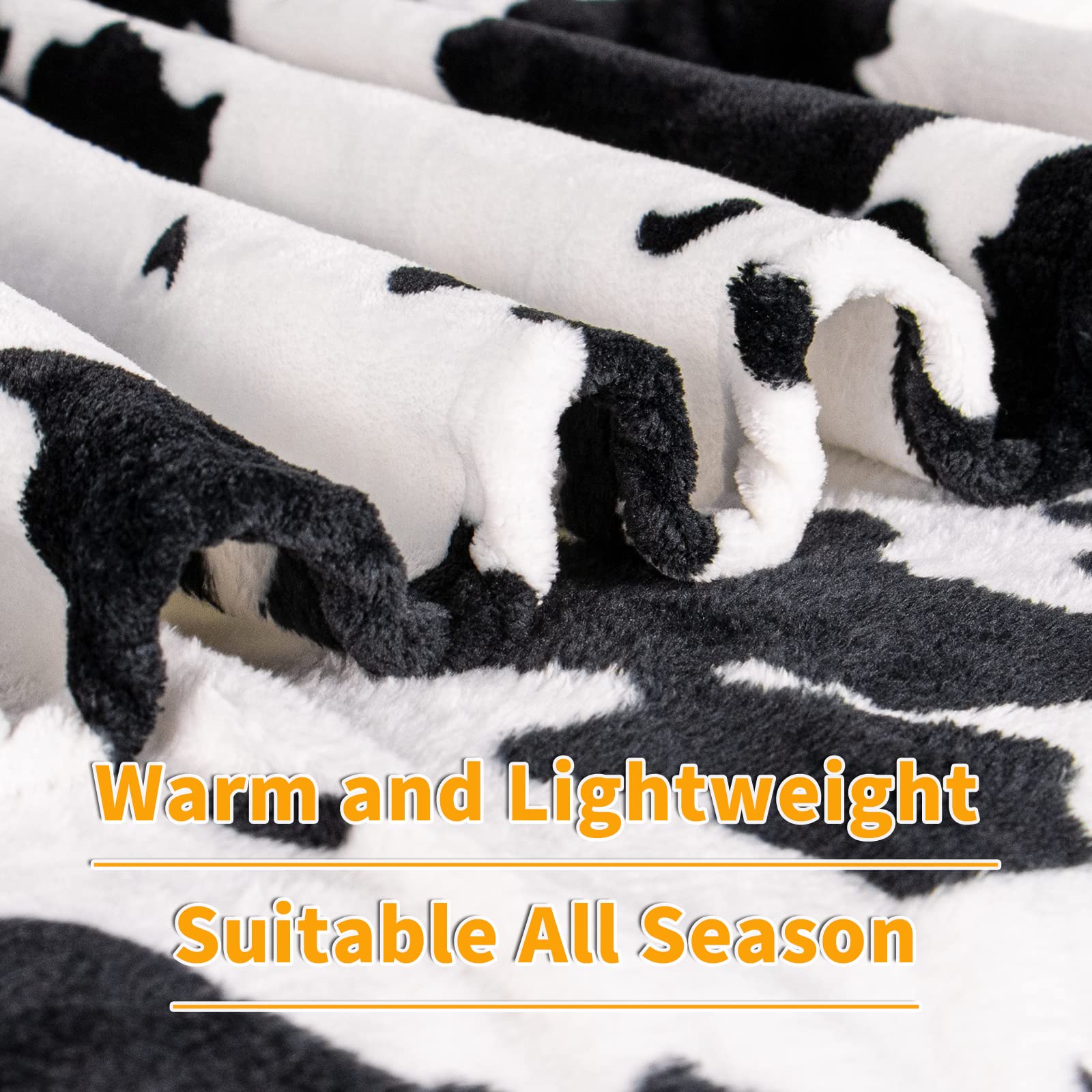 Fuzzy Black Cow Print Blanket Adult Baby Soft Warm Cozy Fleece Cat And Dog Blanket Soft & Warm Fleece Flannel Pet Blanket, Great Pet Throw(40 * 50In)