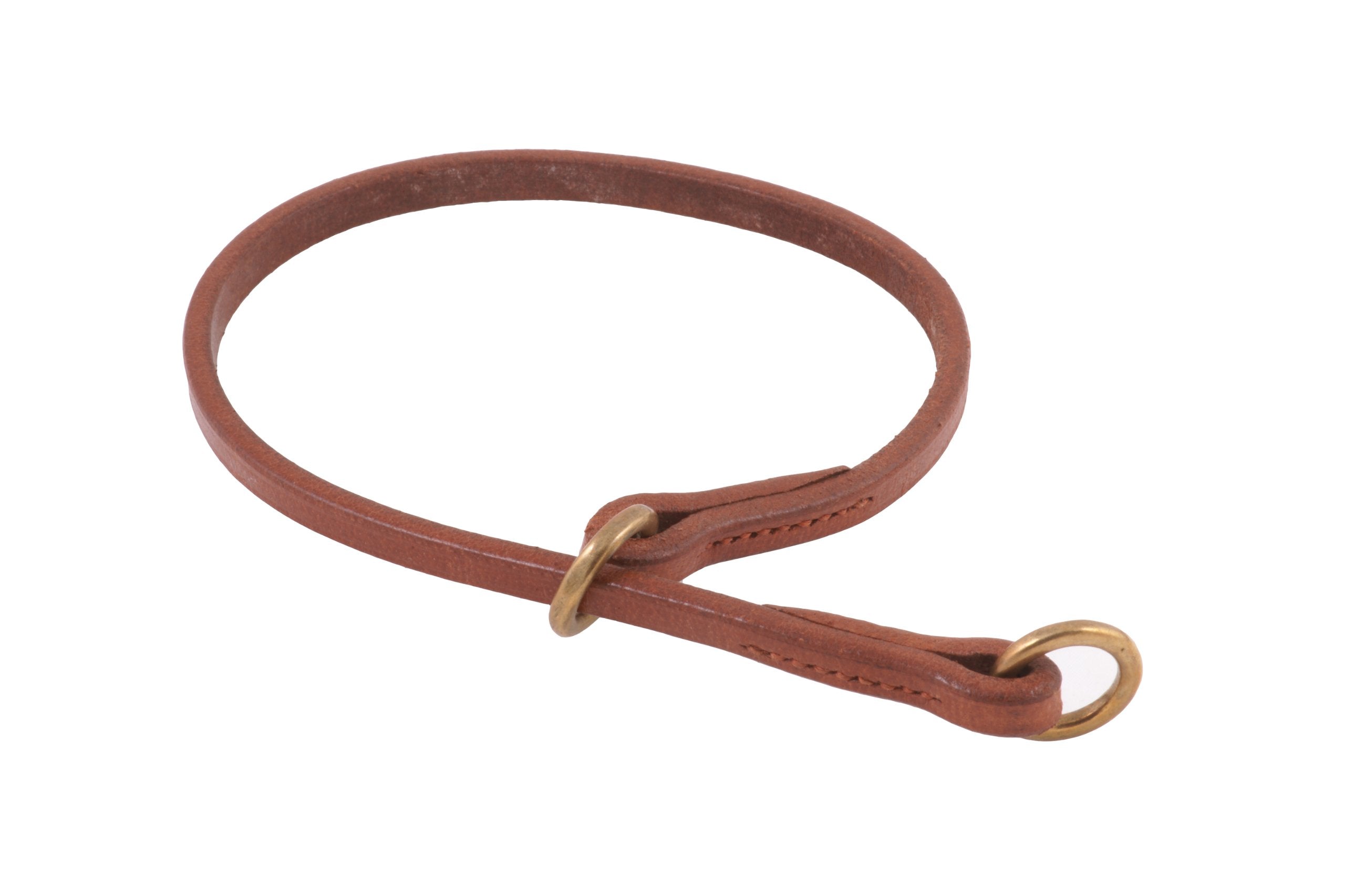 Alvalley Flat Leather Slip Dog Collar - Super Soft Durable Strong Hand Stitched Leather Dog Collar - Suitable For Training & Wal