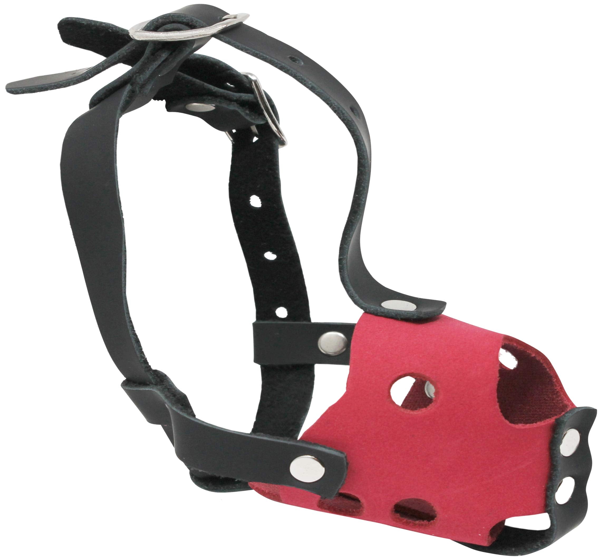 Soft Genuine Leather Dog Cage Basket Muzzle Two-Tone For Xxsmall Xsmall Breeds And Puppies (Snout Circumf 4.5'; Snout Length 1.25')