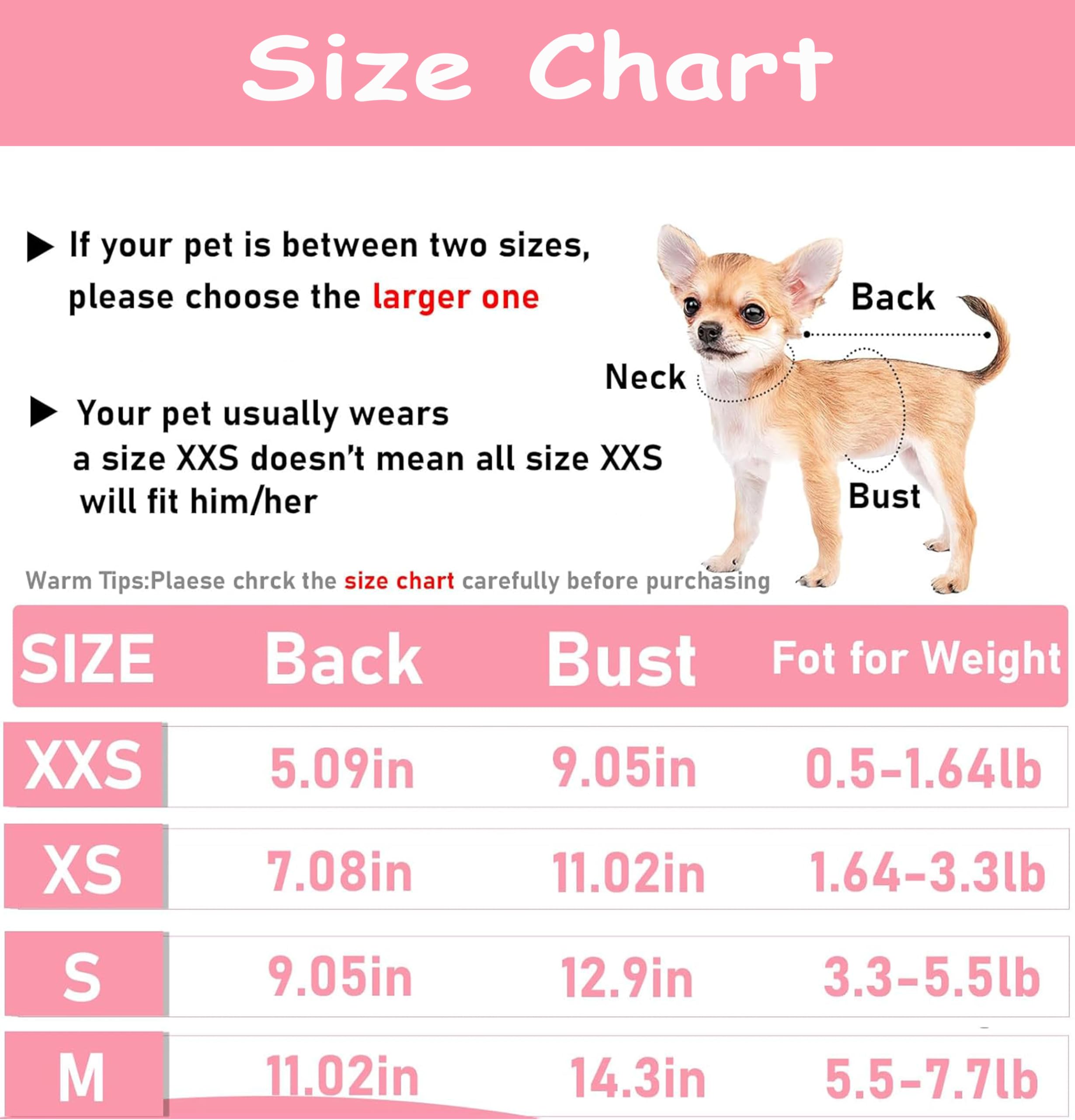 2 Pieces Chihuahua Dog Clothes - Teacup Dog Sweater for Extra Small Dogs & Puppies - Warm Winter Outfit (Pink+RED, X-Small)