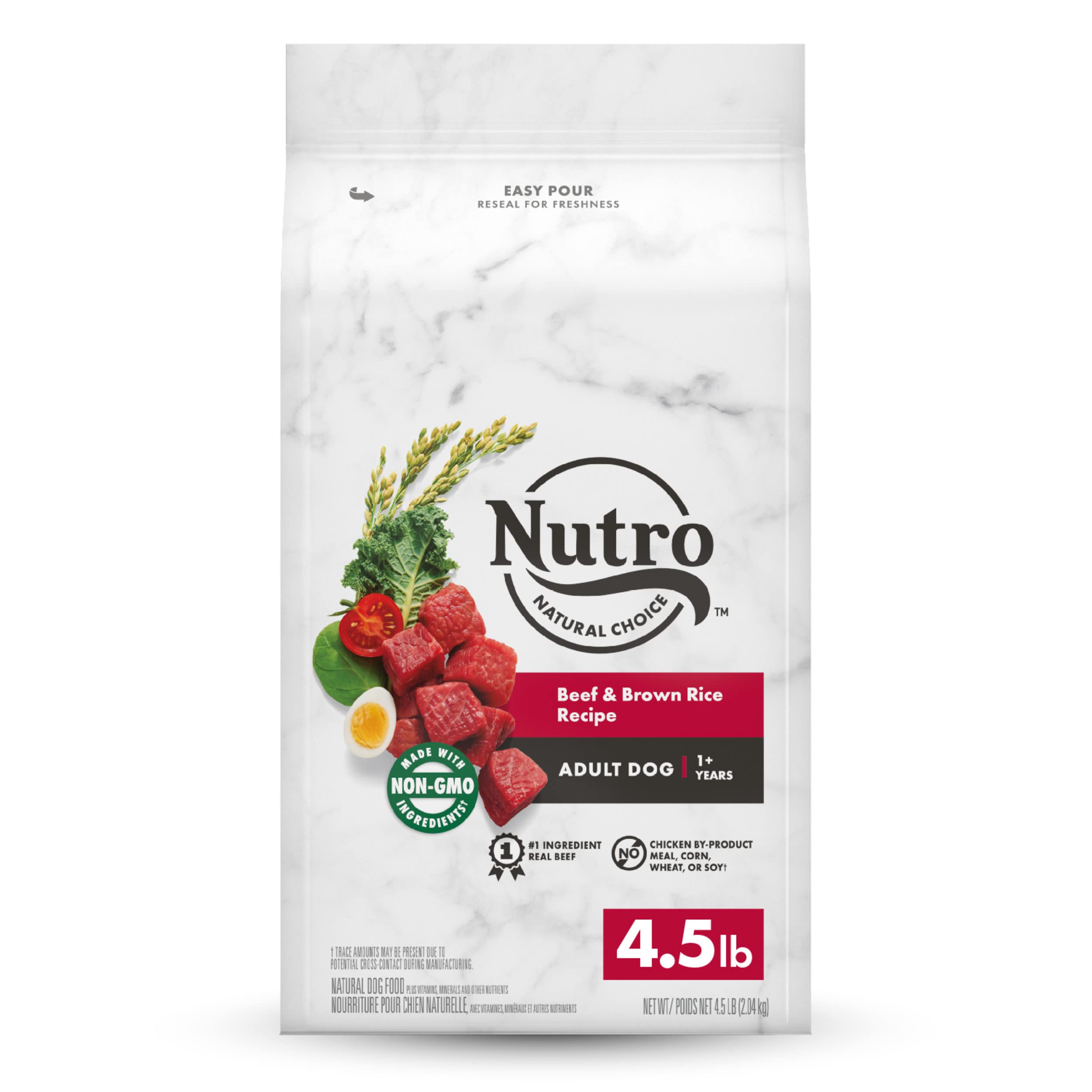 NUTRO NATURAL CHOICE Adult Dry Dog Food, Beef & Brown Rice Recipe Dog Kibble, 4.5 lb. Bag