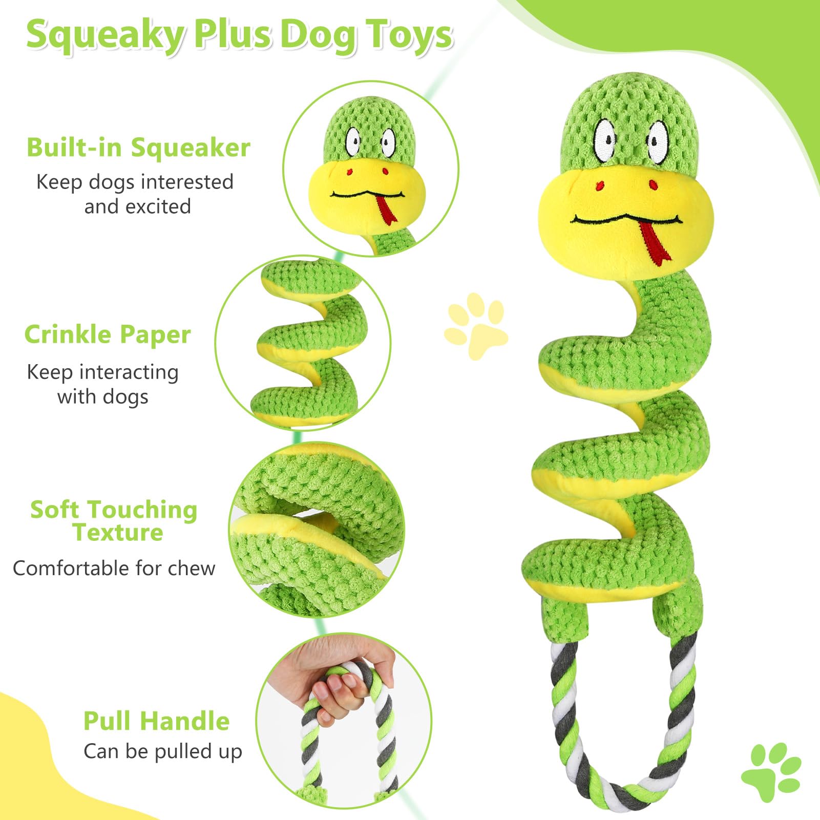 Letsmeet Squeaky Dog Toys For Large Dogs, Interactive Tug Of War Puppy Toys With Pull Rope, Stuffed Pet Dog Toys With Soft Fabri