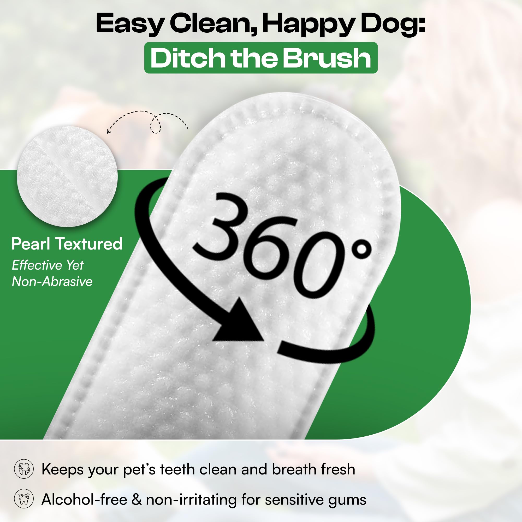 Pawsher Dogs Dental Wipes | Fights Plaque, Freshens Breath & Promotes Gum Health | No Rinse Dog Teeth Cleaning | Gentle & Natura