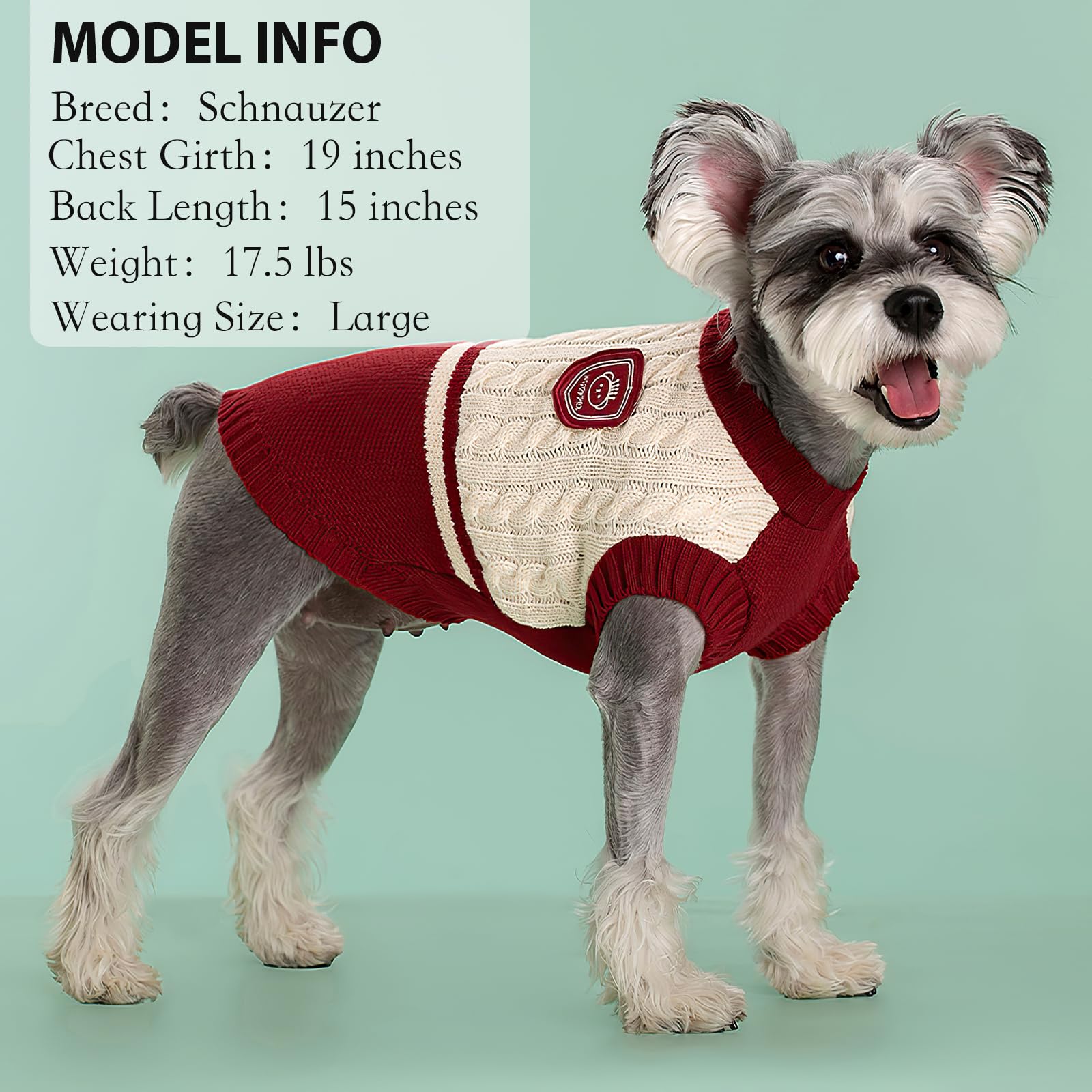 Preppy Knitted Dog Sweater - Warm Winter & Fall Clothes For Small Dogs & Puppies (Chihuahua, Bulldog) - Red, Small
