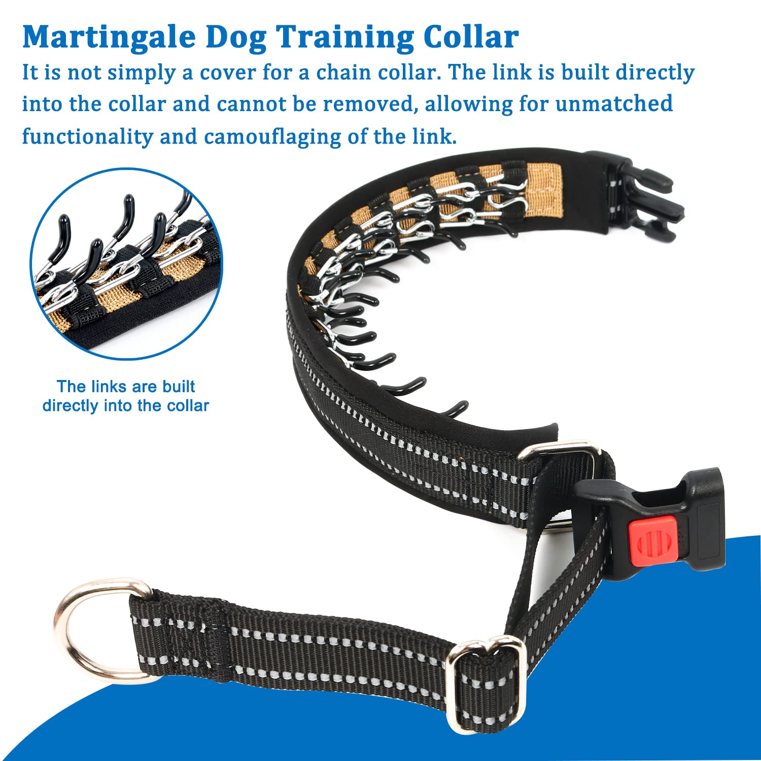Mayerzon Martingale Collar For Small Medium Large Dogs, Patented Anti Pull Dog Collar With Reflective Strip And Buckle For Walki