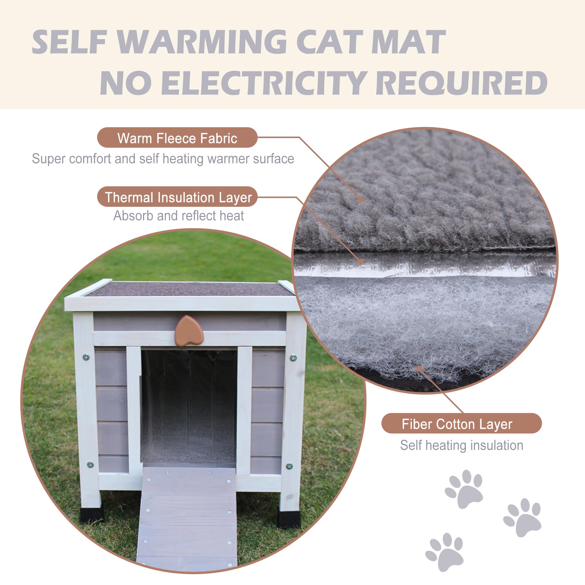 Deblue Outdoor Pet House With Self-Warming Mat, Weatherproof Pet Shelter For Cats, Rabbits, Puppies, Tortoises