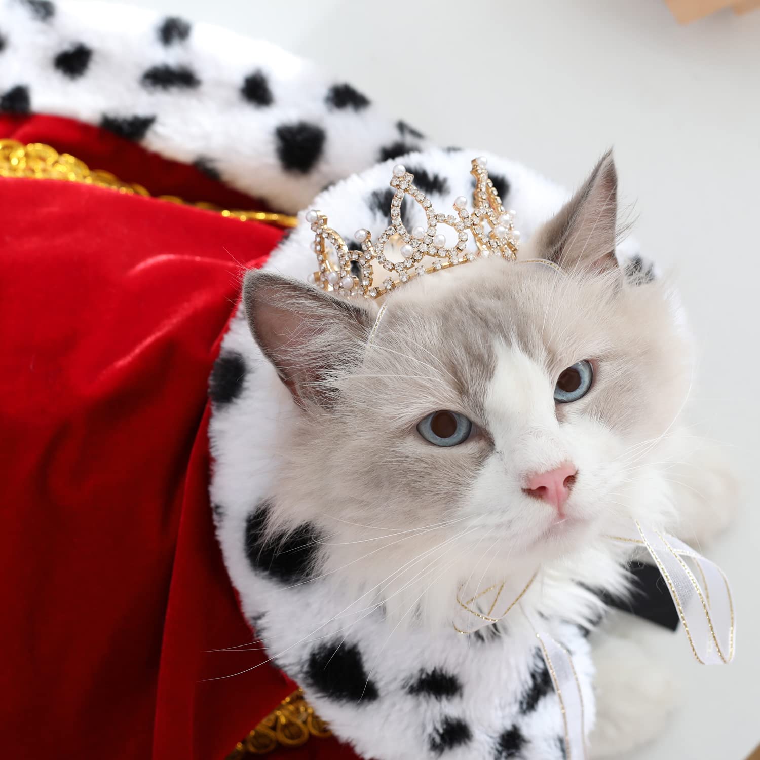 Lovelyshop Pet Series Gold Plated Royal Rhinestone Pearl Full Round Dog/Cat Crown For Rolyal Family Costume Hair Accessories-Sma