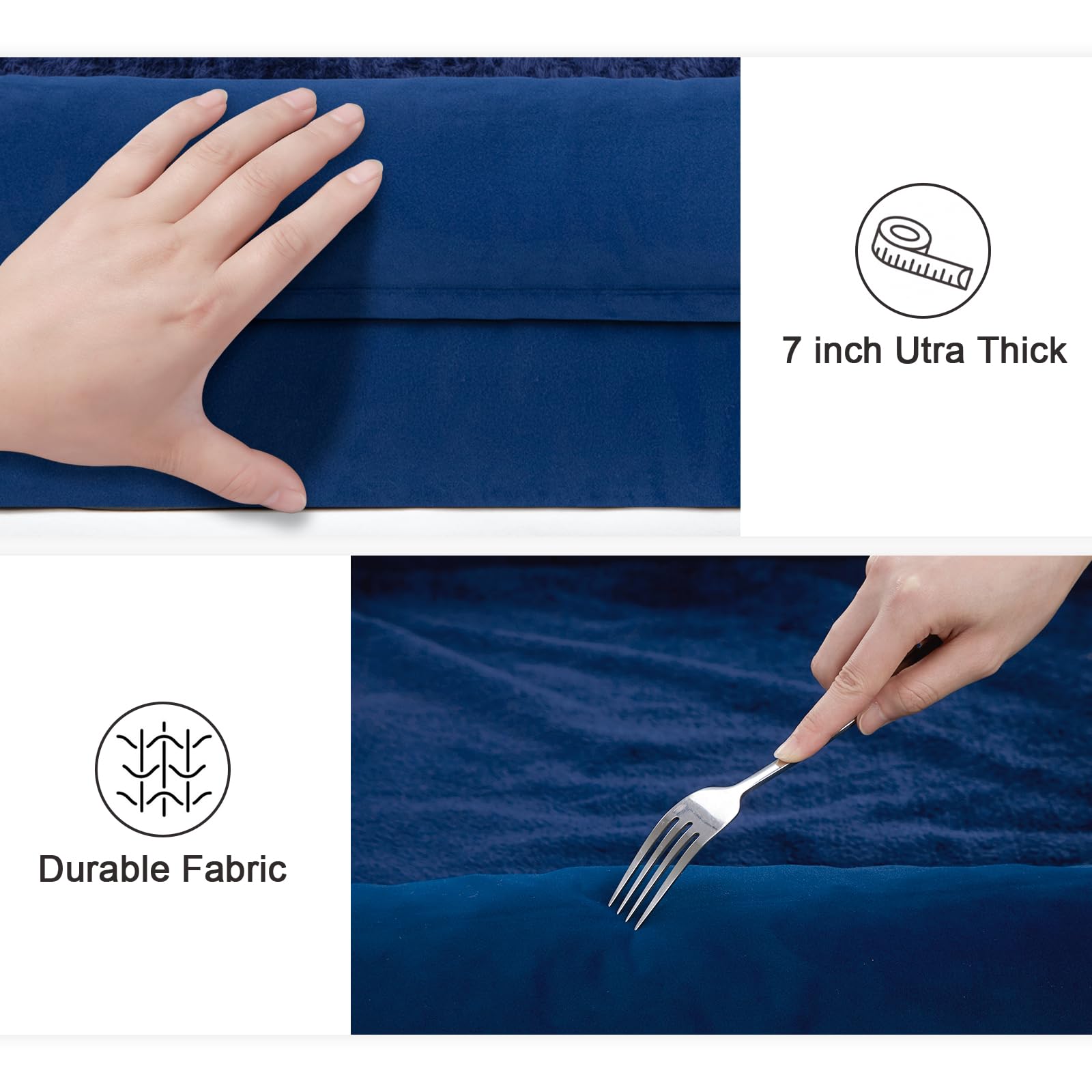 Yiruka Jumbo Dog Beds, Rich Blue Orthopedic Dog Bed, Washable Dog Bed With [Removable Bolster], Waterproof Dog Bed With Nonskid Bottom, Doggy Bed, Dog Beds For Extra Large Dogs