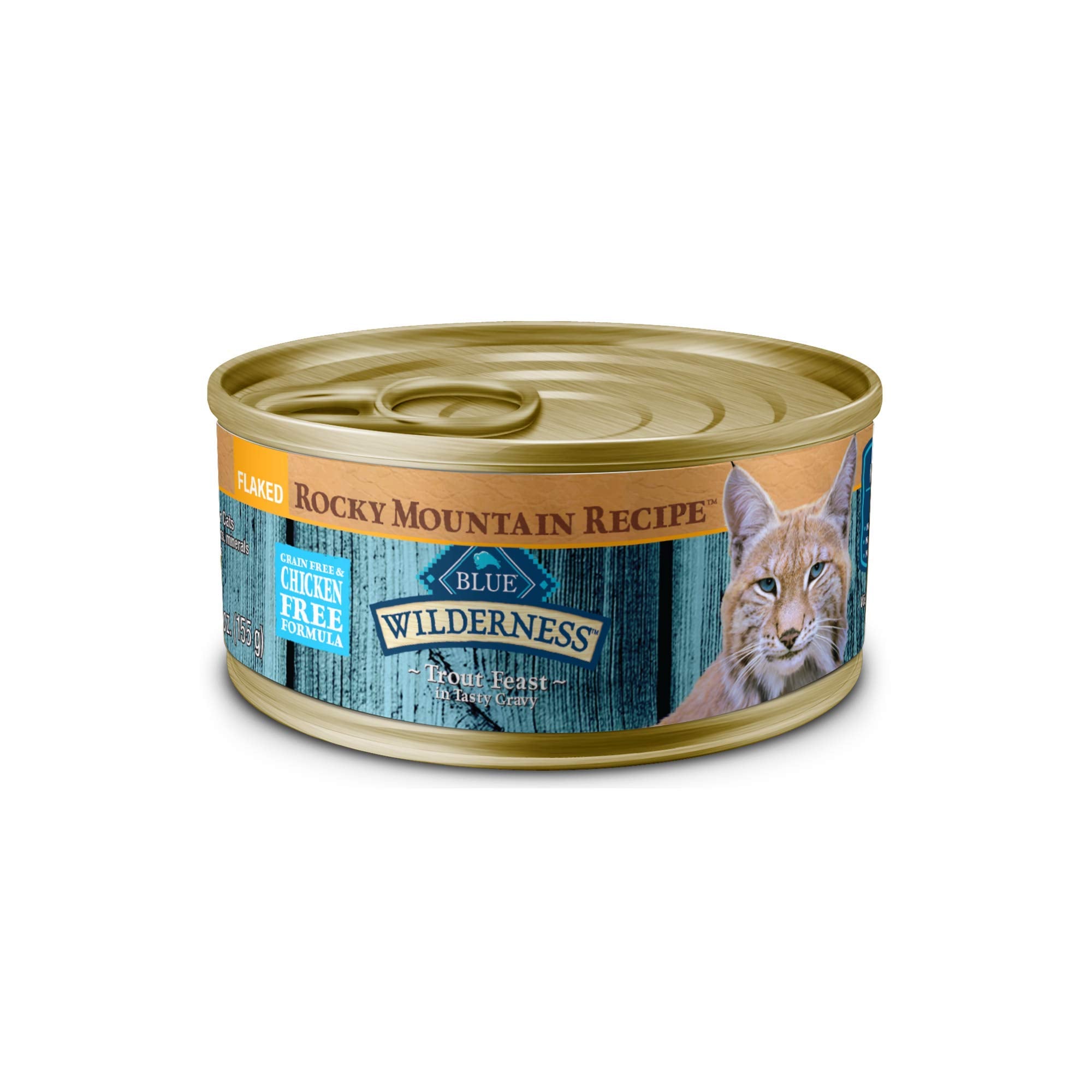 Blue Buffalo Wilderness Rocky Mountain Recipe Natural High Protein Wet Food for Adult Cats, Trout in Tasty Gravy, 5.5-oz cans, P