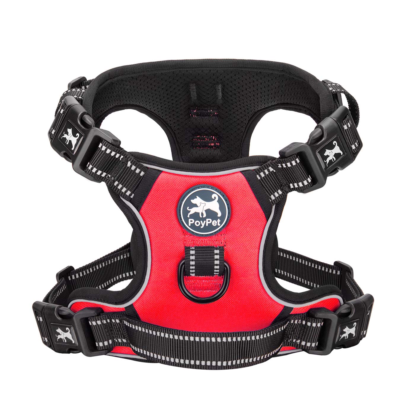 Poypet 2019 Upgraded No Pull Dog Harness With 4 Snap Buckles, Reflective With Front & Back 2 Leash Hooks And An Easy Control Han