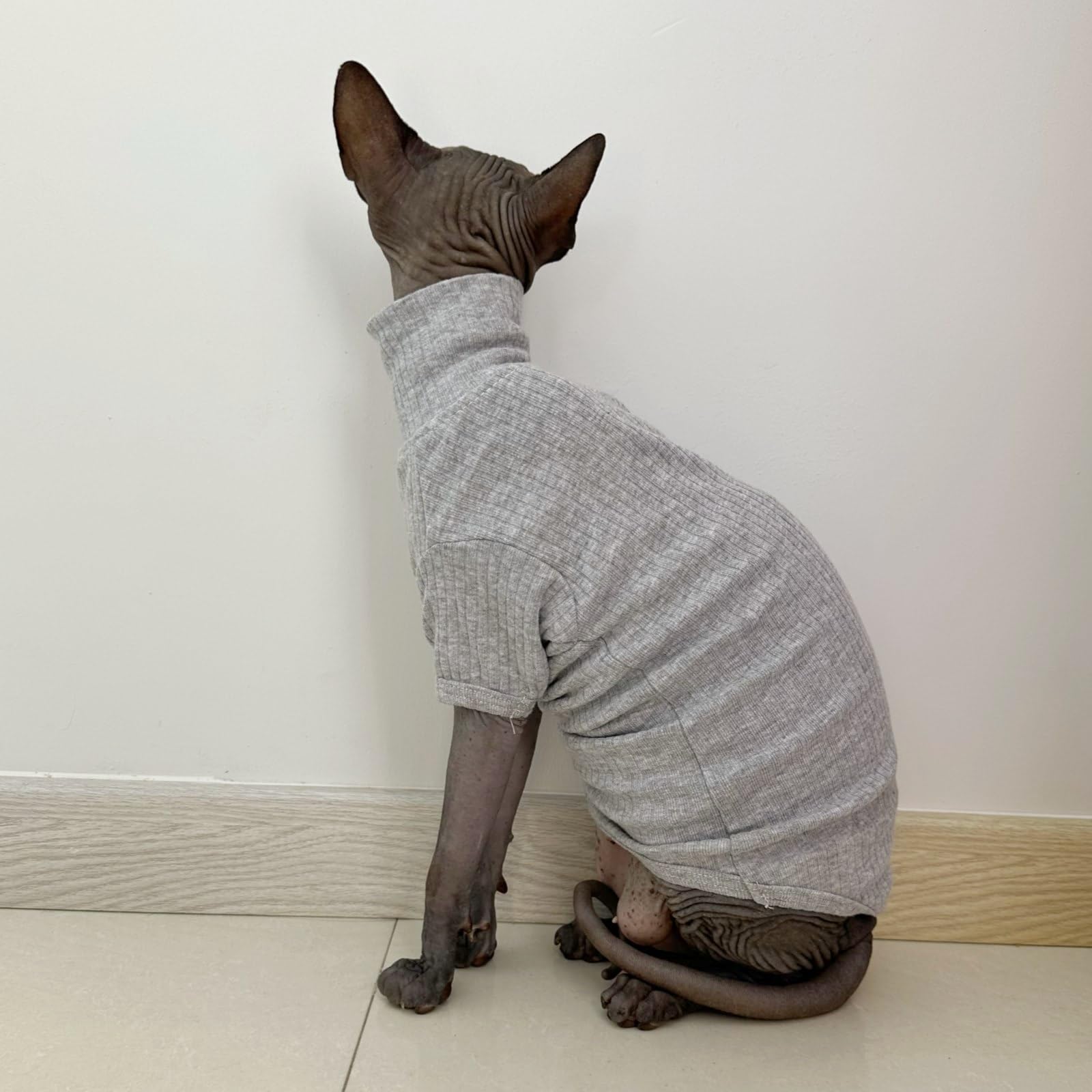 Sphynx Hairless Cats Shirt Cotton Cat Turtleneck Sweater Pullover Kitten T-Shirts With Sleeves Cat Pajamas Jumpsuit For Sphynx C