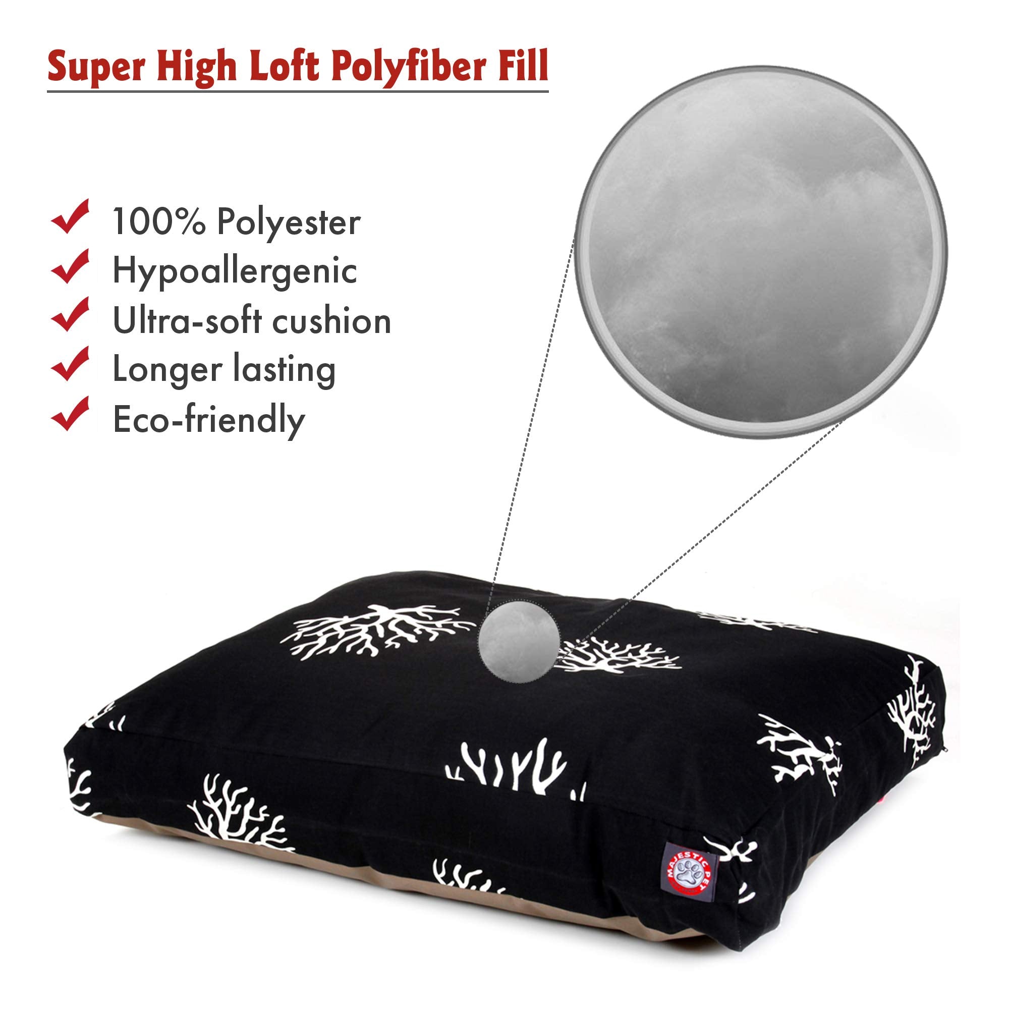 Black Coral Small Rectangle Indoor Outdoor Pet Dog Bed With Removable Washable Cover By Majestic Pet Products